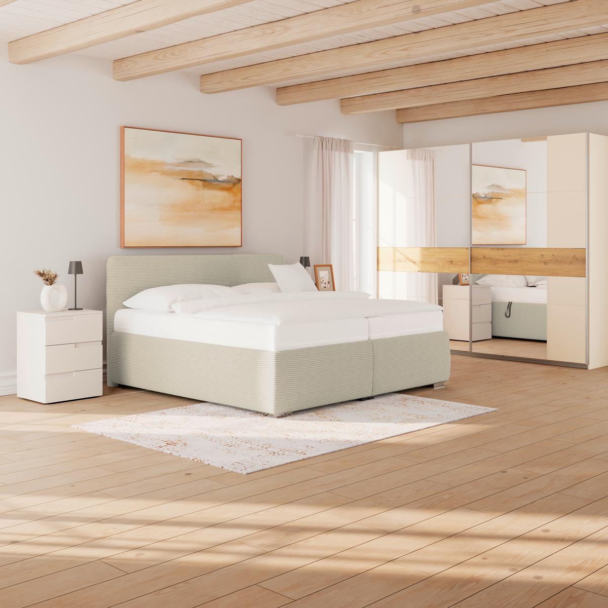 Tapecirani Krevet S Madracem Lesia - bijela/boje kroma, Moderno, drvni materijal/drvo (180/200cm)