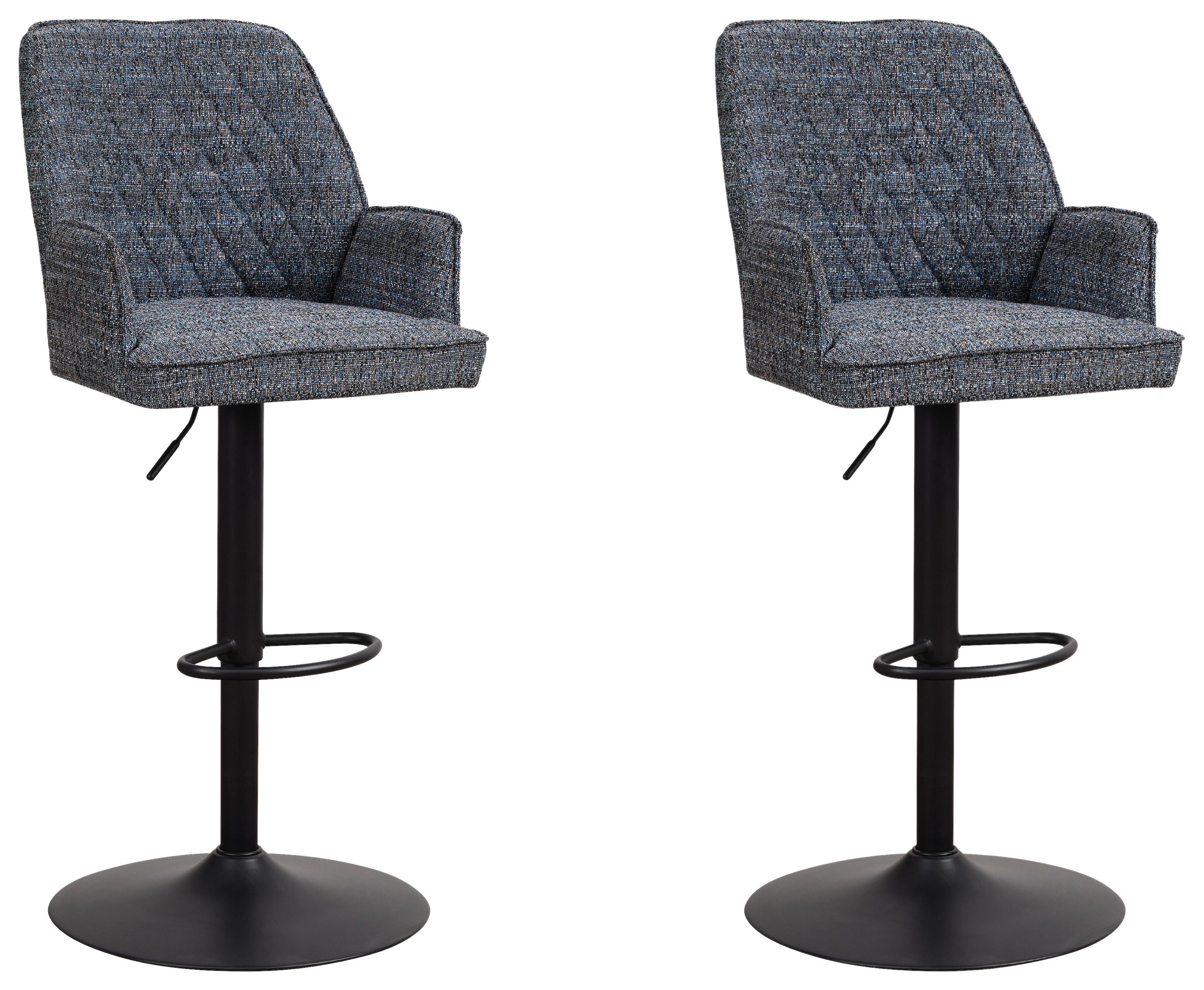 BARHOCKER-SET DONNY - Blau/Schwarz, Design, Textil/Metall (54/100/58cm) - MID.YOU