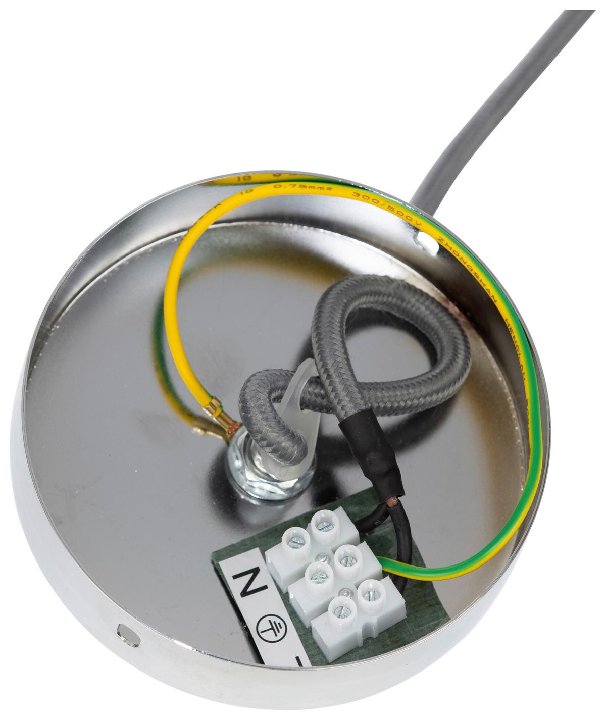 Függőlámpa Eleni - krómszínű/szürke, Modern, Üveg/fém (40/120cm) - Premium Living