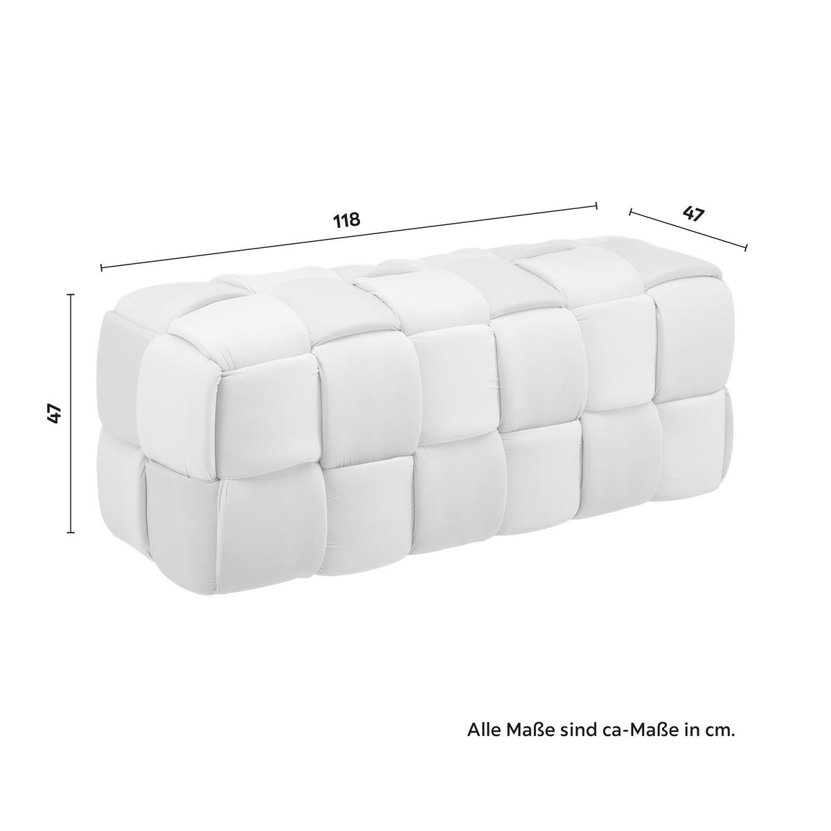 Hockerbank Ella Beige Samt Gepolstert - Beige/Schwarz, MODERN, Holz/Kunststoff (118/47/47cm) - Bessagi Home