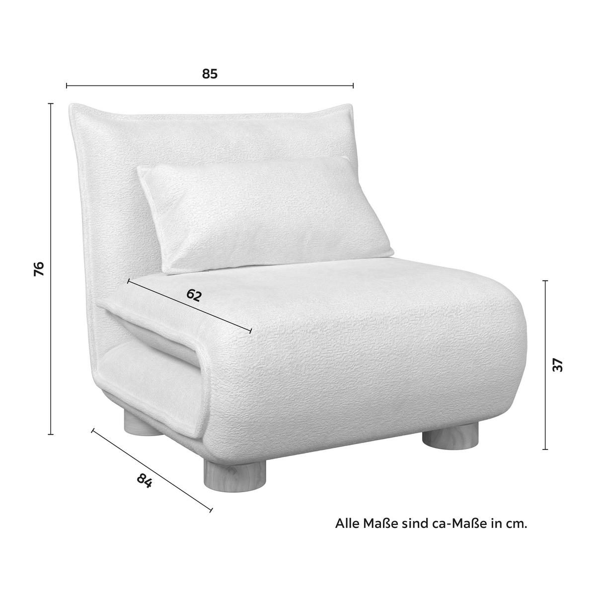 Schlafsessel Bella Weiß Bouclé - Weiß/Naturfarben, MODERN, Holz/Textil (85/76/84cm) - Bessagi Home