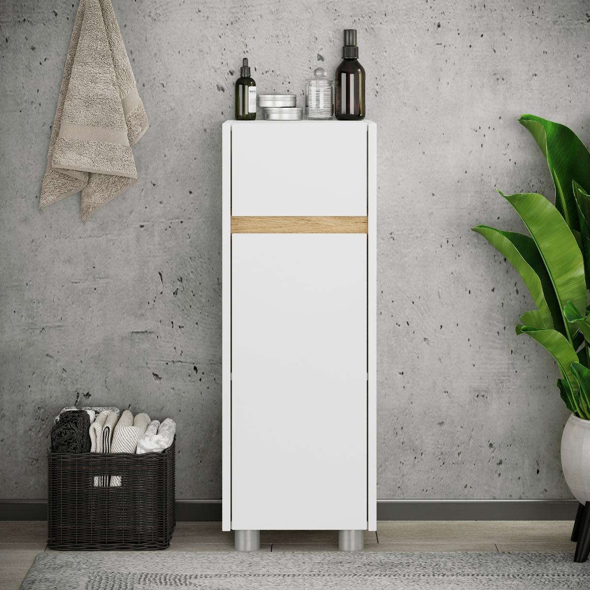 Midischrank Cosila - Honigeiche/Weiss, Trend, Holzwerkstoff/Kunststoff (30/85/33cm) - MID.YOU