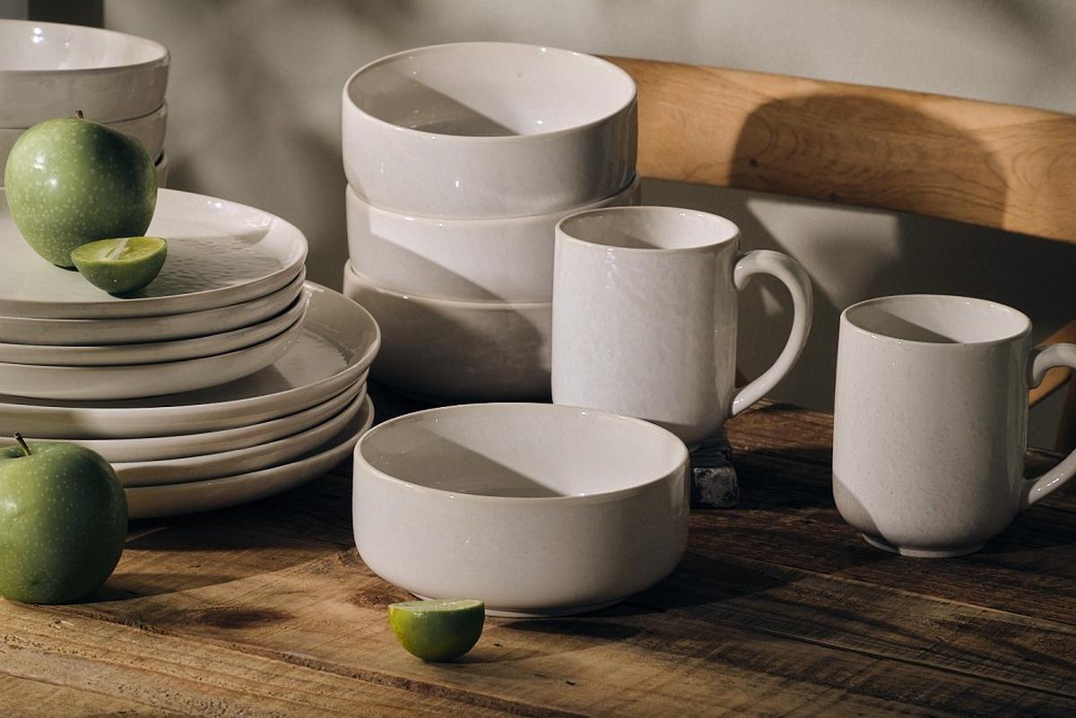 SERWIS OBIADOWO-ŚNIADANIOWY MARBELLA - beżowy, Trend, ceramika - Novel