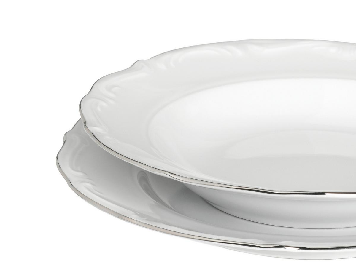 Jedilni Servis Maria Theresia Platin, 18-Delni - platinaste barve/bela, Basics, keramika - Creatable