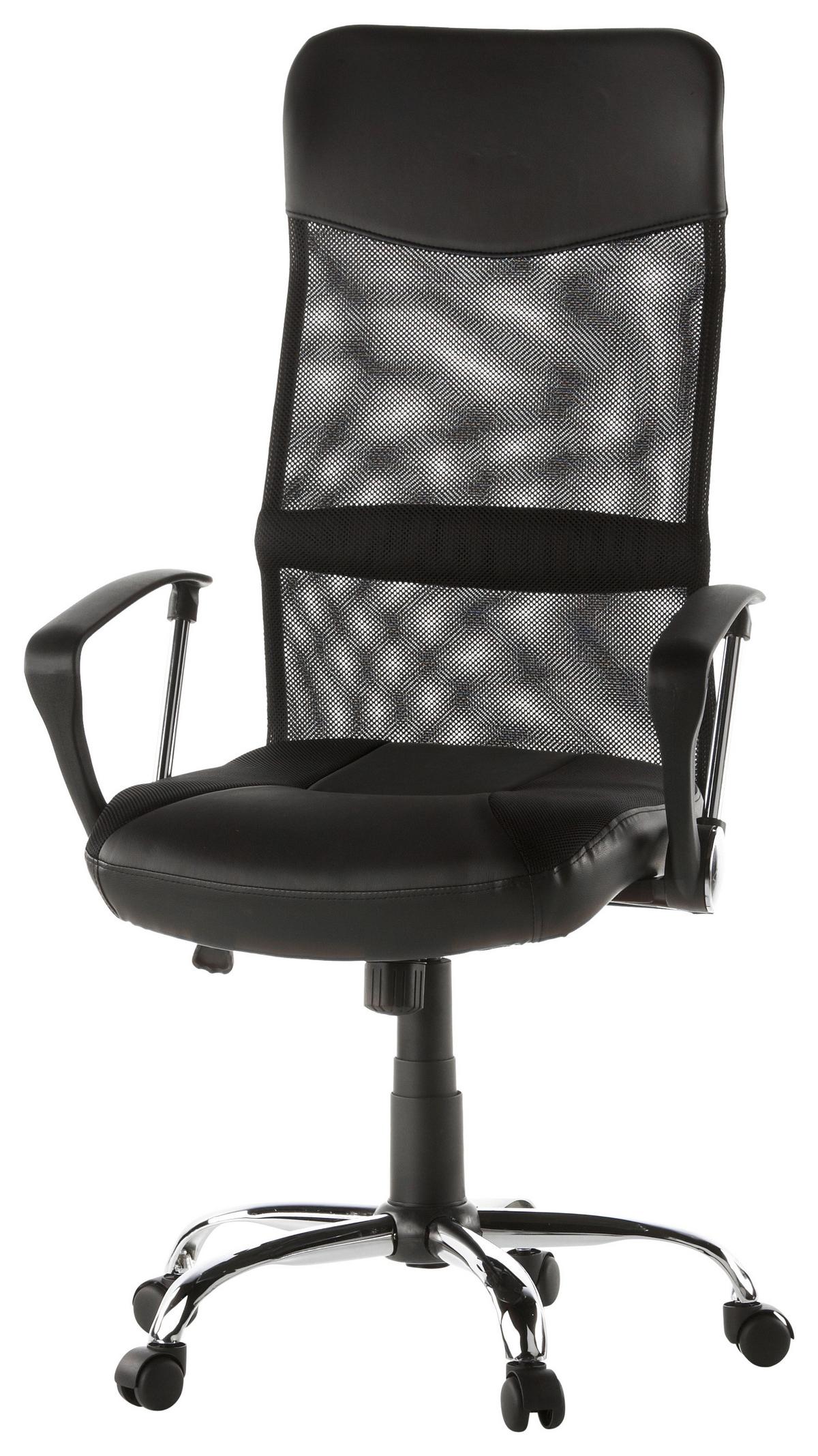 Pisarniški Stol Stryka Netz, Črna - srebrne barve/črna, Basics, kovina/umetna masa (60/122/52cm) - MID.YOU