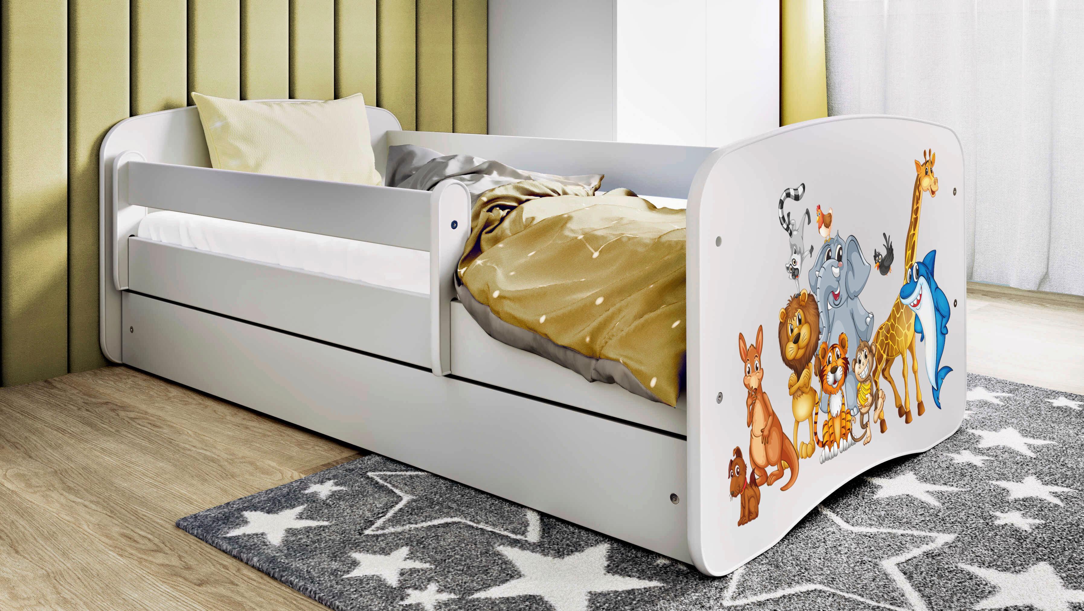 Otroška Postelja Babydreams, Bela, 80x160cm - bela/barve breze, Moderno, tekstil/leseni material (80/160cm) - MID.YOU