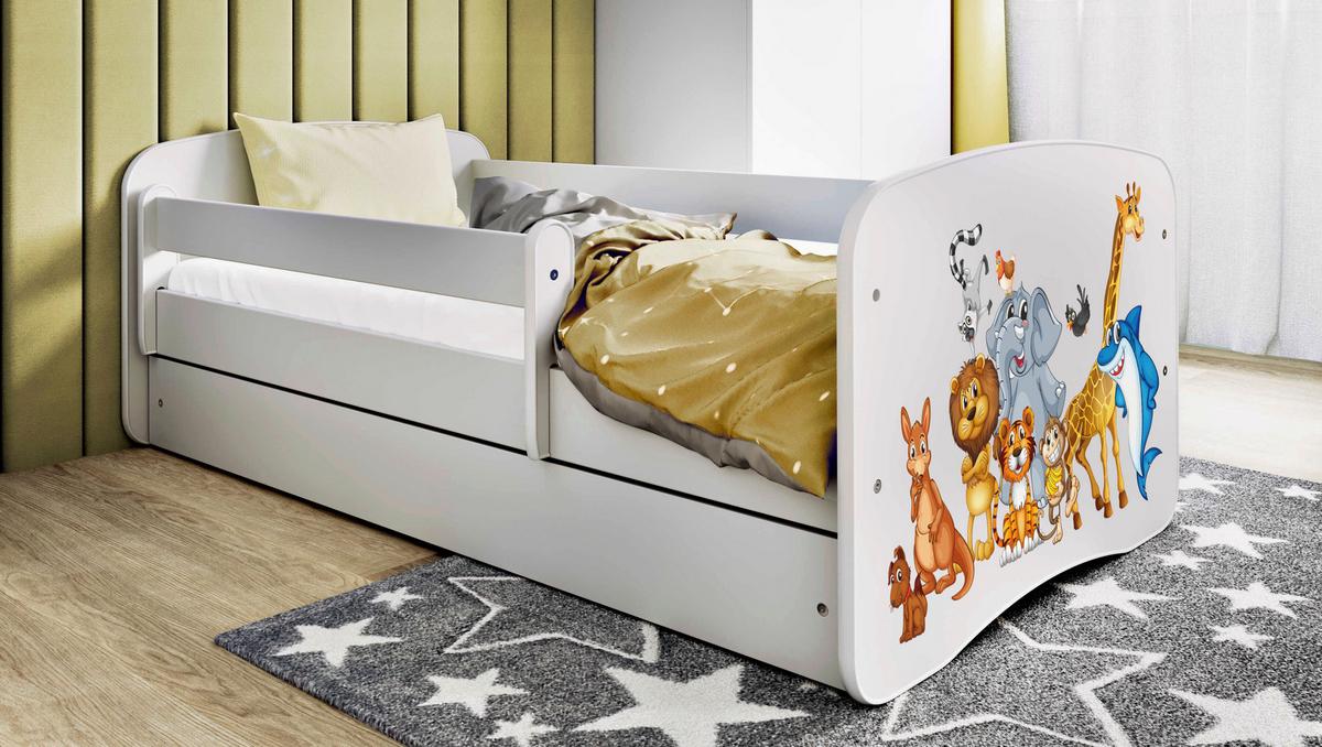 Otroška Postelja Babydreams, Bela, 80x160cm - bela/barve breze, Moderno, tekstil/leseni material (80/160cm) - MID.YOU