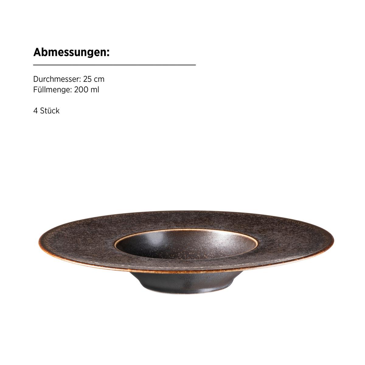 TELLERSET POWERFUL - Schwarz/Braun, Trend, Keramik (25cm) - Mäser