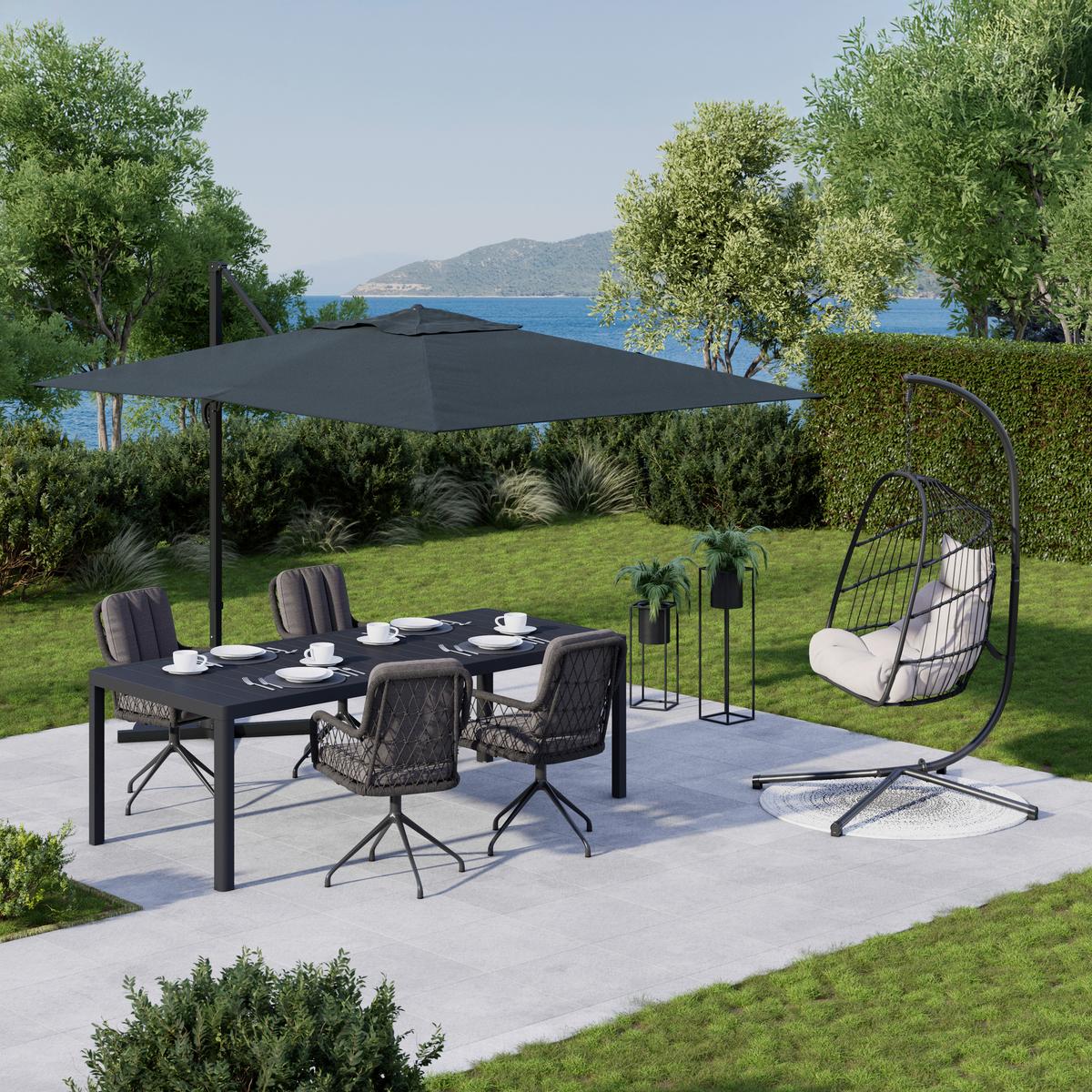Gartenstuhl Bella Hellgrau/Dunkelgrau - Dunkelgrau/Hellgrau, MODERN, Textil/Metall (59/61/80cm) - Mömax