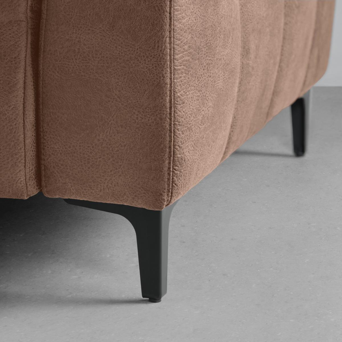 Ecksofa Panama links Terracotta - Terracotta/Schwarz, KONVENTIONELL, Textil/Metall (216/89-102/304cm) - Premium Living