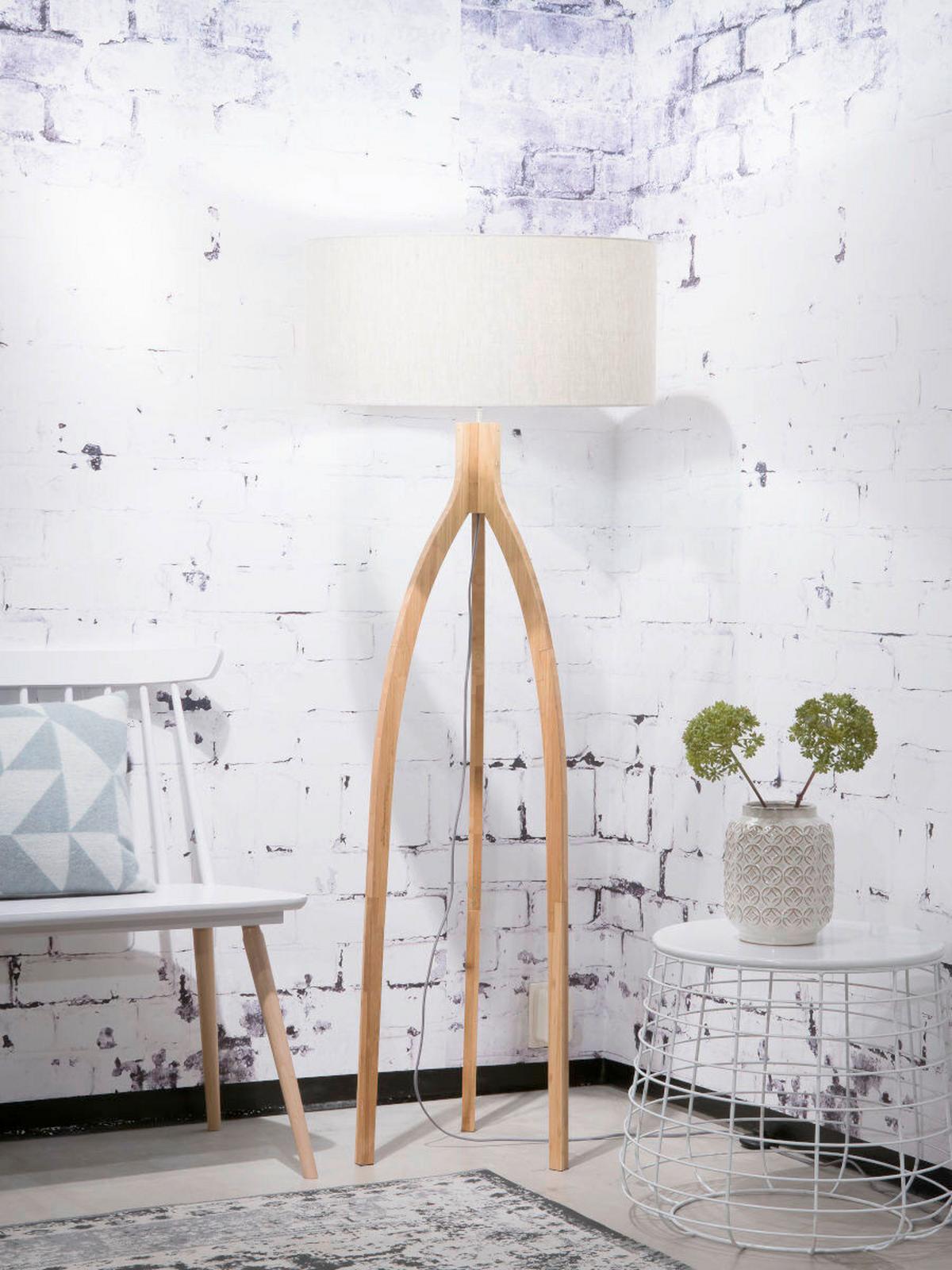 Stoječa Svetilka Anna, Naravna Barva, Bambus - naravne barve, Trend, tekstil/les (60/160cm) - Good & Mojo