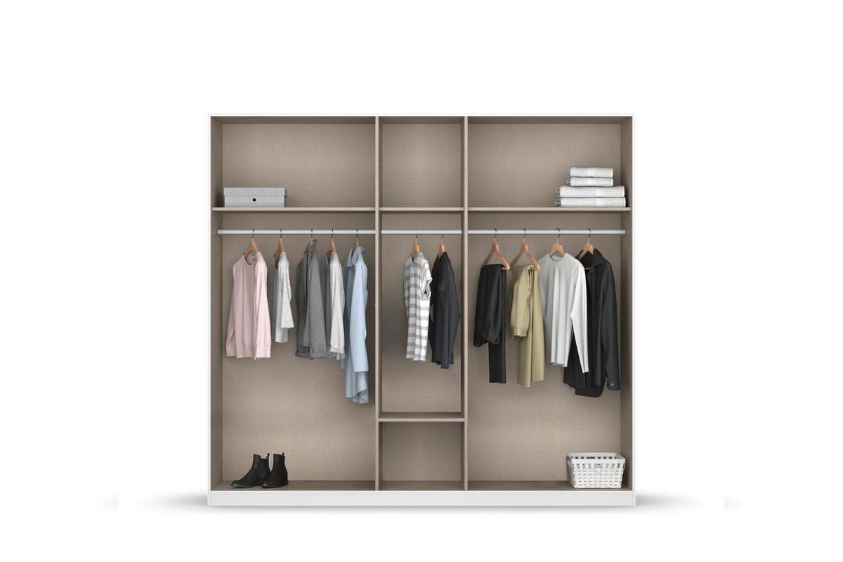 Omara Za Oblačila Bari, Bela, Barva Hrasta - siva/bela, Basics, kovina/leseni material (226/210/54cm) - Boxxx