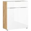 Kommode Oakland in Weiß/Eichefarben - Eichefarben/Silberfarben, MODERN, Glas/Holzwerkstoff (83/102/42cm) - Premium Living