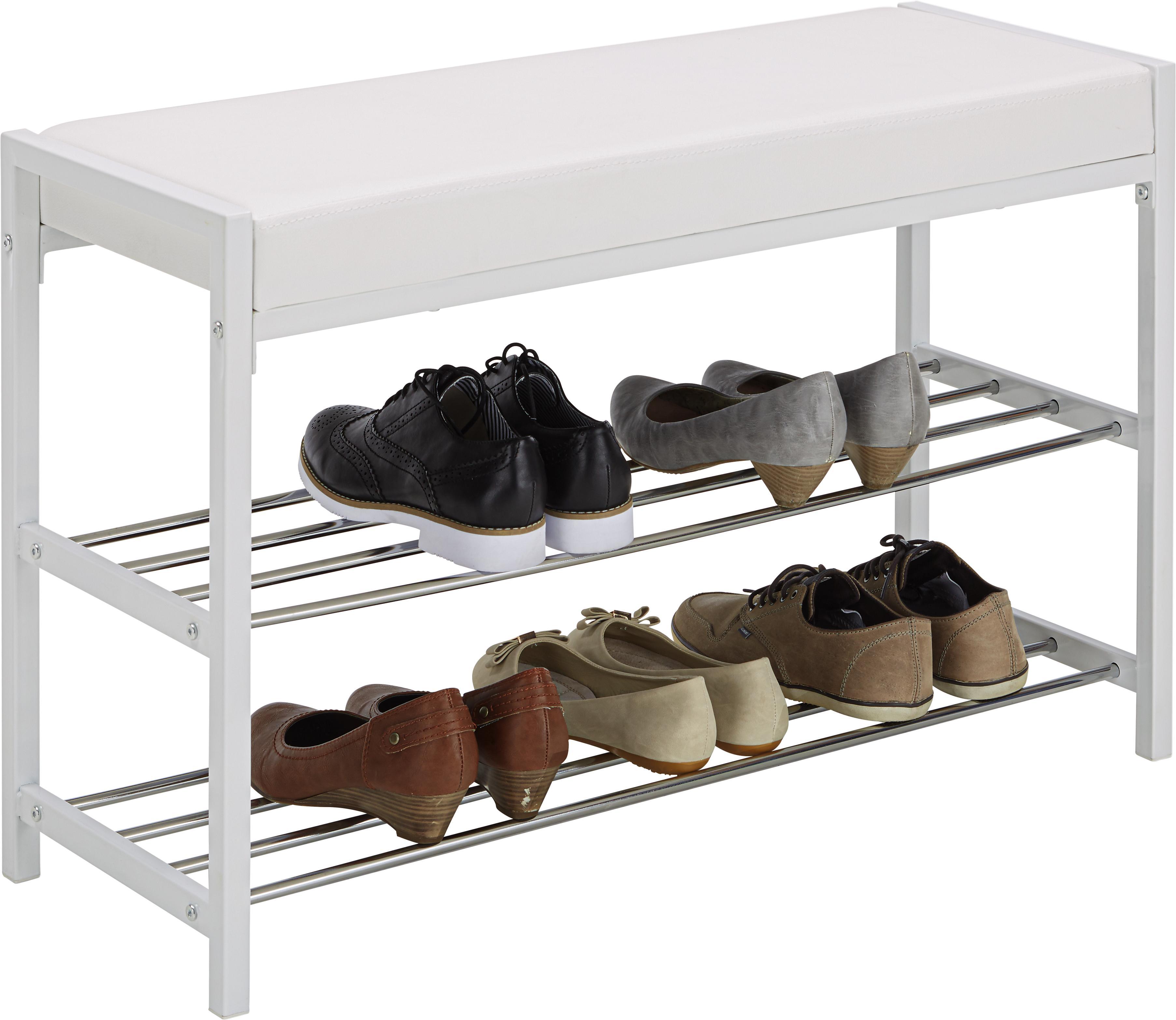 Garderobenbank Weiß - Chromfarben/Weiß, MODERN, Textil/Metall (80/30/52cm) - Mömax modern living