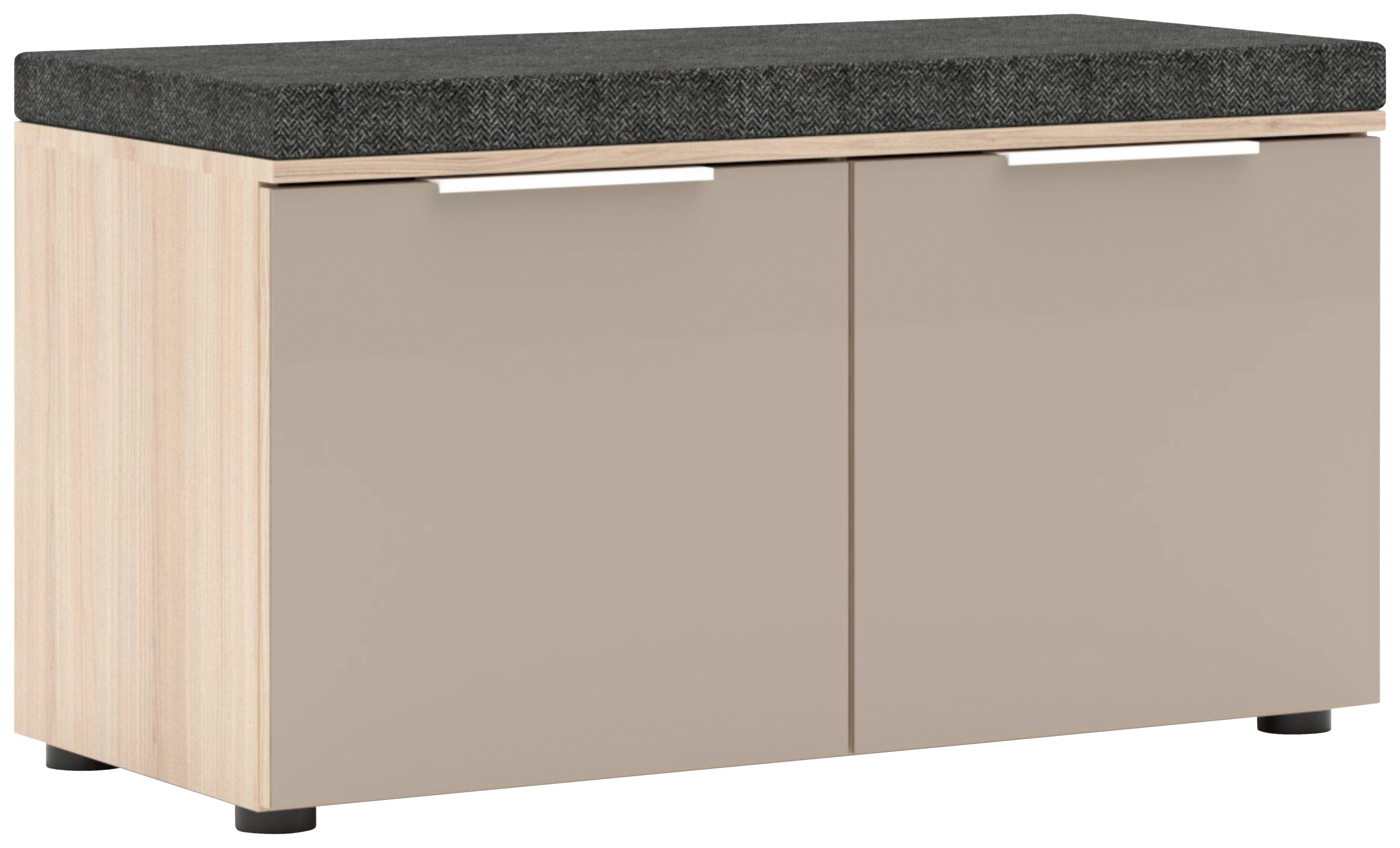 Garderobenbank Siena Eichefarben/Kaschmir - Kaschmir/Chromfarben, MODERN, Glas/Holzwerkstoff (90/51/41cm) - Mömax