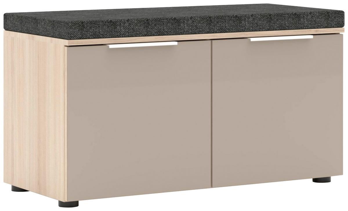 Garderobenbank Siena Eichefarben/Kaschmir - Kaschmir/Chromfarben, Modern, Glas/Holzwerkstoff (90/51/41cm) - Mömax