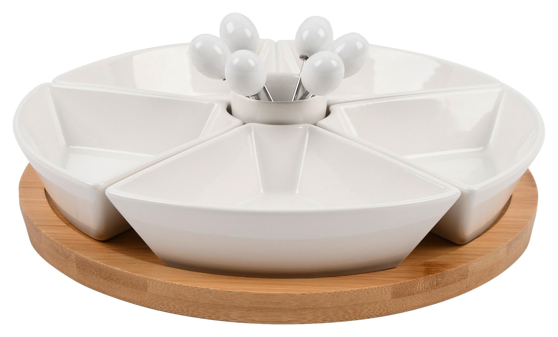 Snackschalenset Tapas Olives Weiß - Weiß, MODERN, Holz/Keramik (28/28/6cm) - Mömax