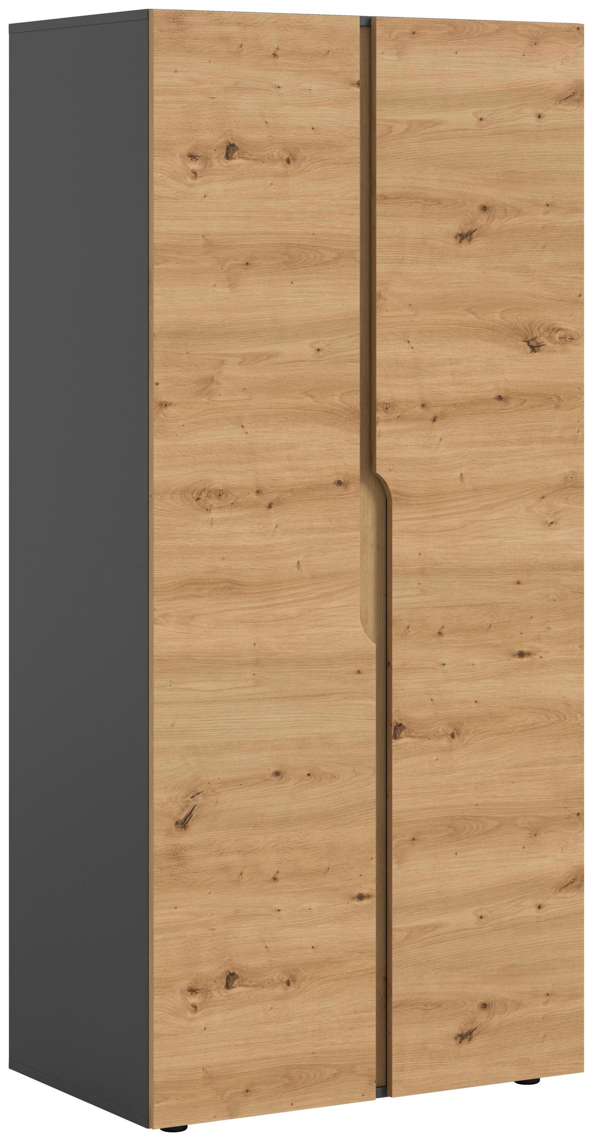 Drehtürenschrank ANGA Anthrazit, Eiche Artisan - Anthrazit/Eiche Artisan, MODERN, Holzwerkstoff (80/180/51cm) - MID.YOU