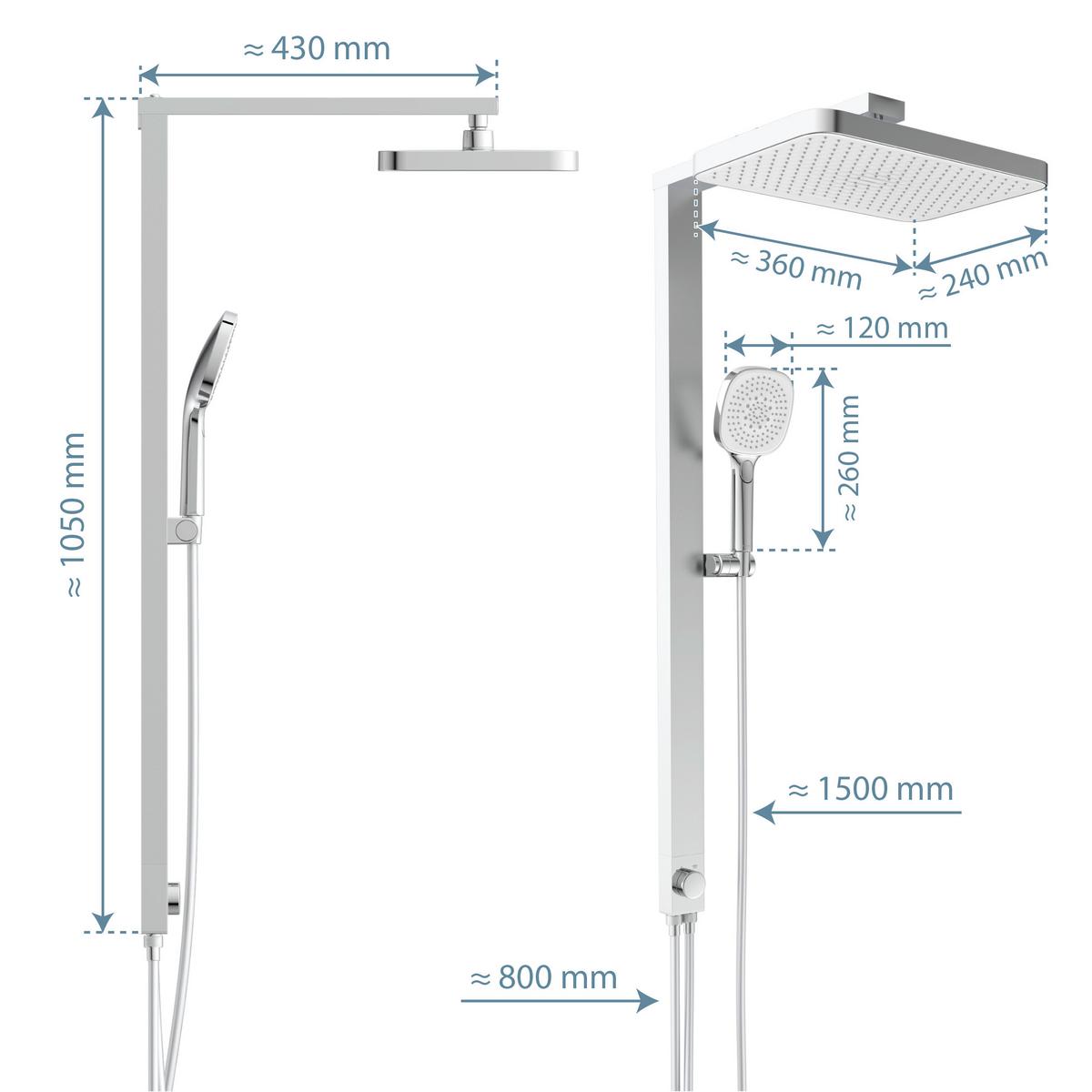Überkopfbrauseset La Palma Chromfarben - Chromfarben, MODERN, Kunststoff (43/105/5cm) - Premium Living