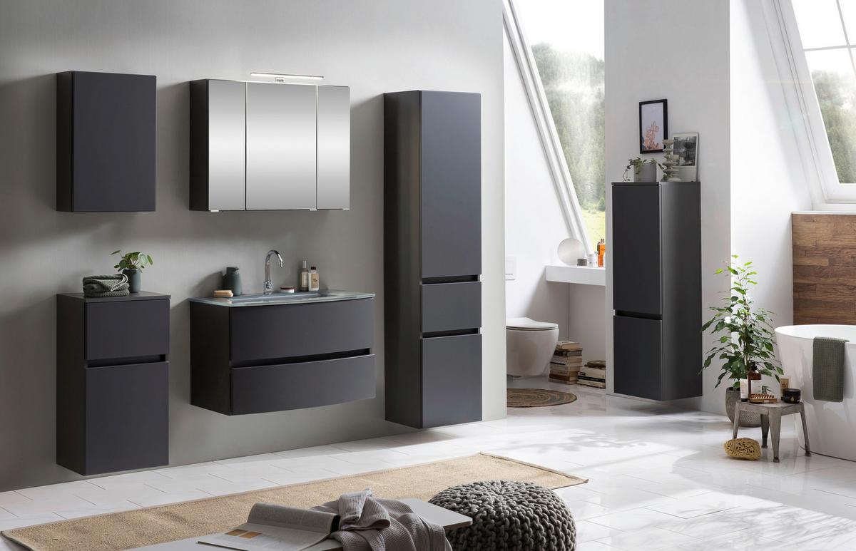 Hochschrank Kopenhagen B: 40 cm Graphitfarben - Silberfarben/Grau, KONVENTIONELL, Holzwerkstoff/Kunststoff (40/180/35cm) - Held