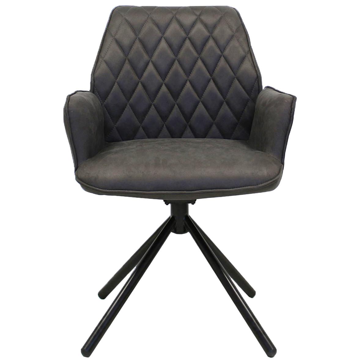Armlehnstuhl Donny ca. 58x92 cm Anthrazit - Dunkelgrau/Anthrazit, LIFESTYLE, Textil/Metall (58/92/52cm) - MID.YOU