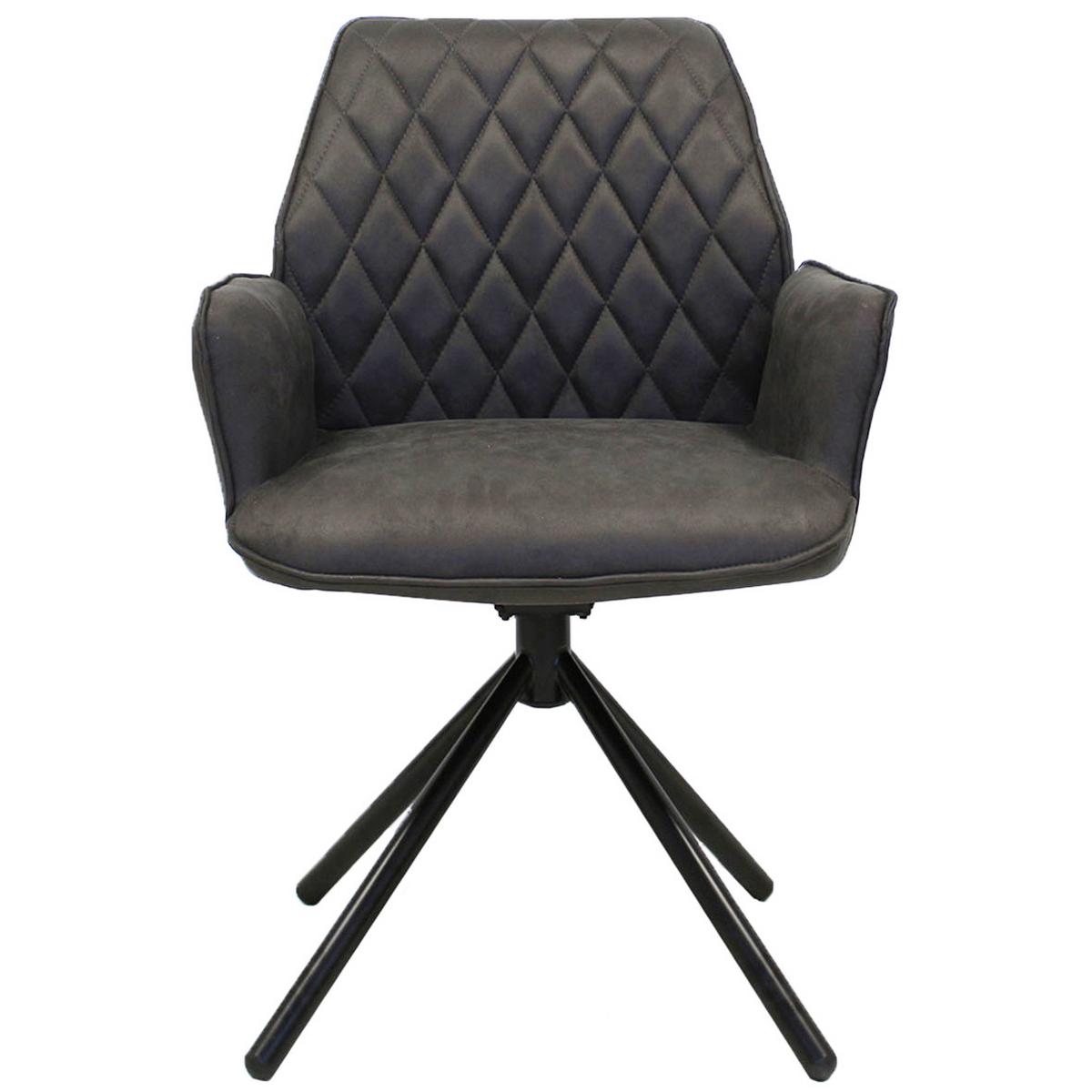 Armlehnstuhl Donny ca. 58x92 cm Anthrazit - Dunkelgrau/Anthrazit, LIFESTYLE, Textil/Metall (58/92/52cm) - MID.YOU
