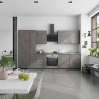 Küchenblock Riva High m. Geräten Schieferfarben - Schieferfarben/Edelstahlfarben, MODERN, Holzwerkstoff/Metall (330cm) - Nobilia