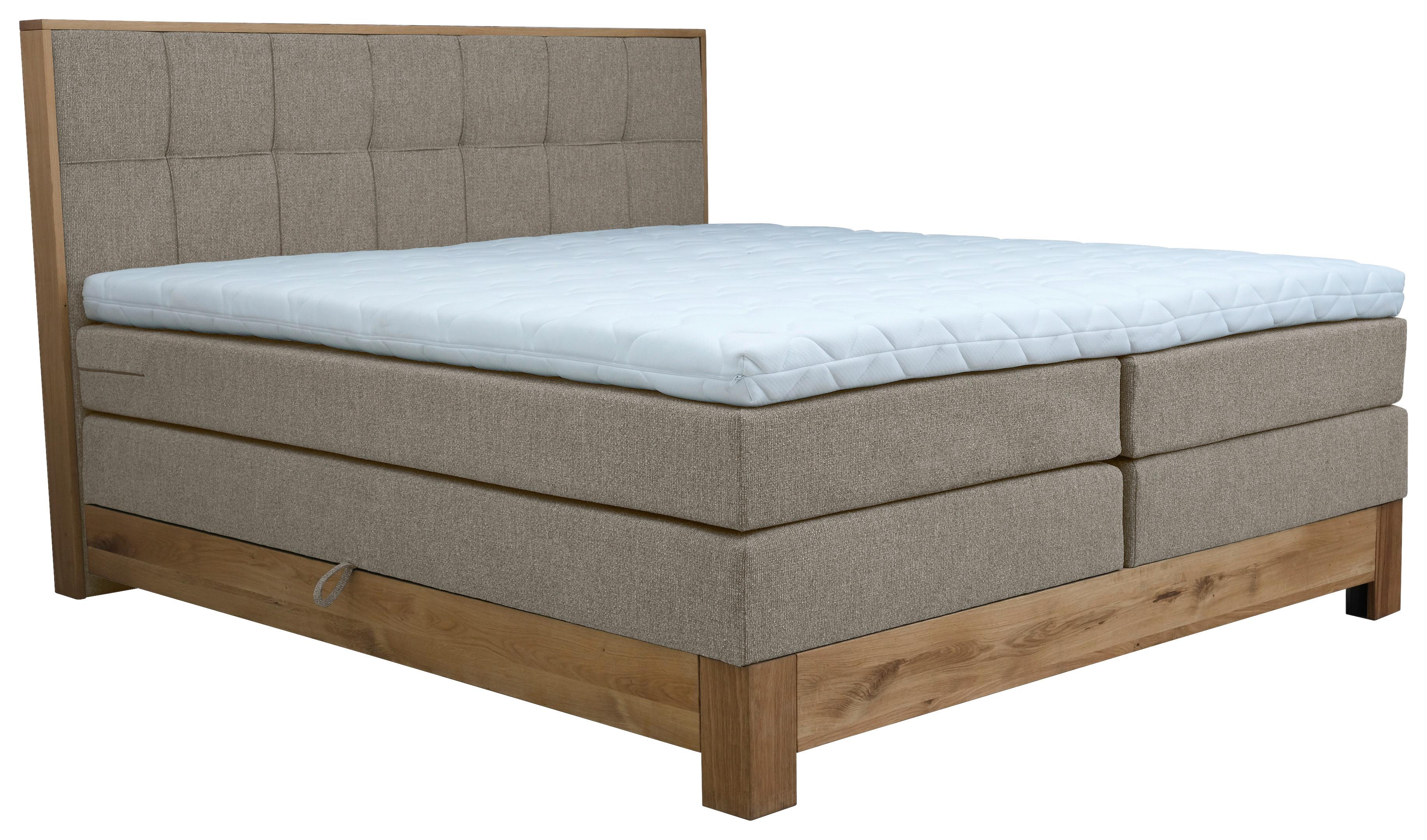 Boxspringbett Cloud Taupe ca. 180x200cm - Taupe/Eichefarben, KONVENTIONELL, Holz/Holzwerkstoff (180/200cm) - Premium Living