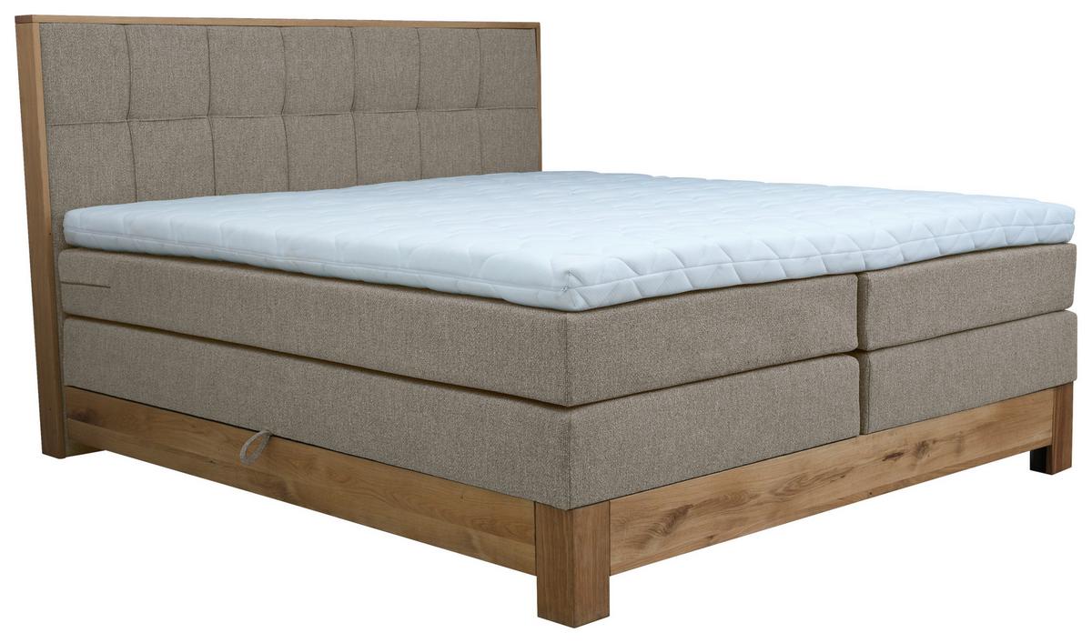 Boxspringbett Cloud Taupe ca. 180x200cm - Taupe/Eichefarben, KONVENTIONELL, Holz/Holzwerkstoff (180/200cm) - Premium Living