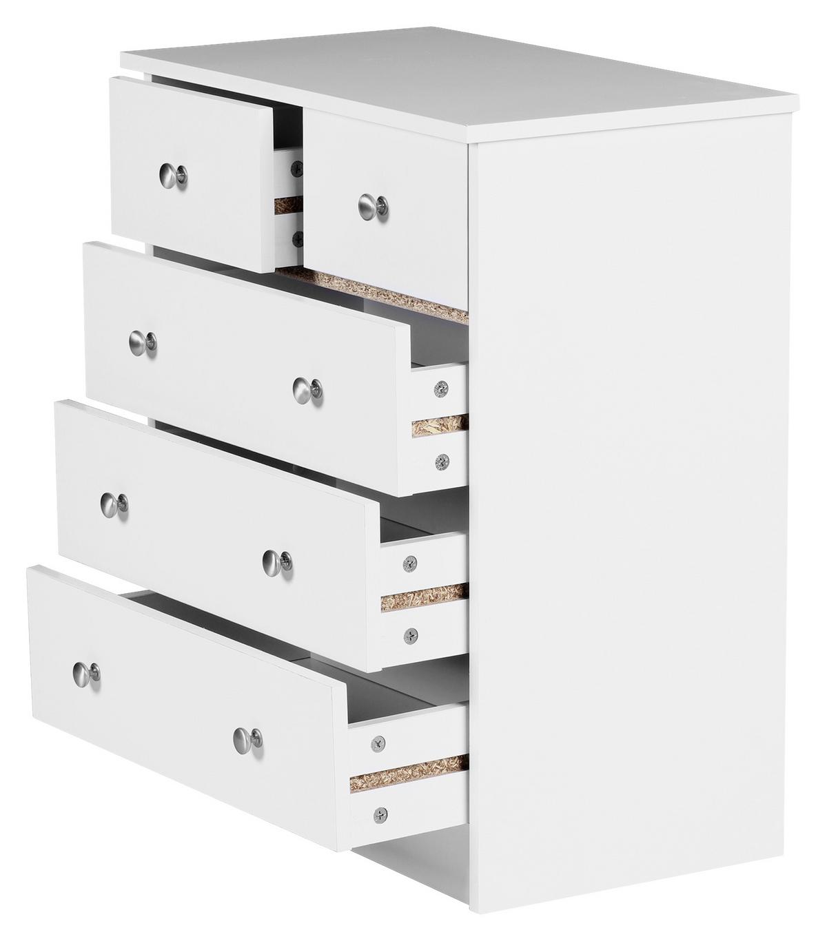 Kommode Pure ca. 60x70x35 cm Weiß - Alufarben/Weiß, KONVENTIONELL, Holzwerkstoff/Metall (60/70/35cm) - MID.YOU
