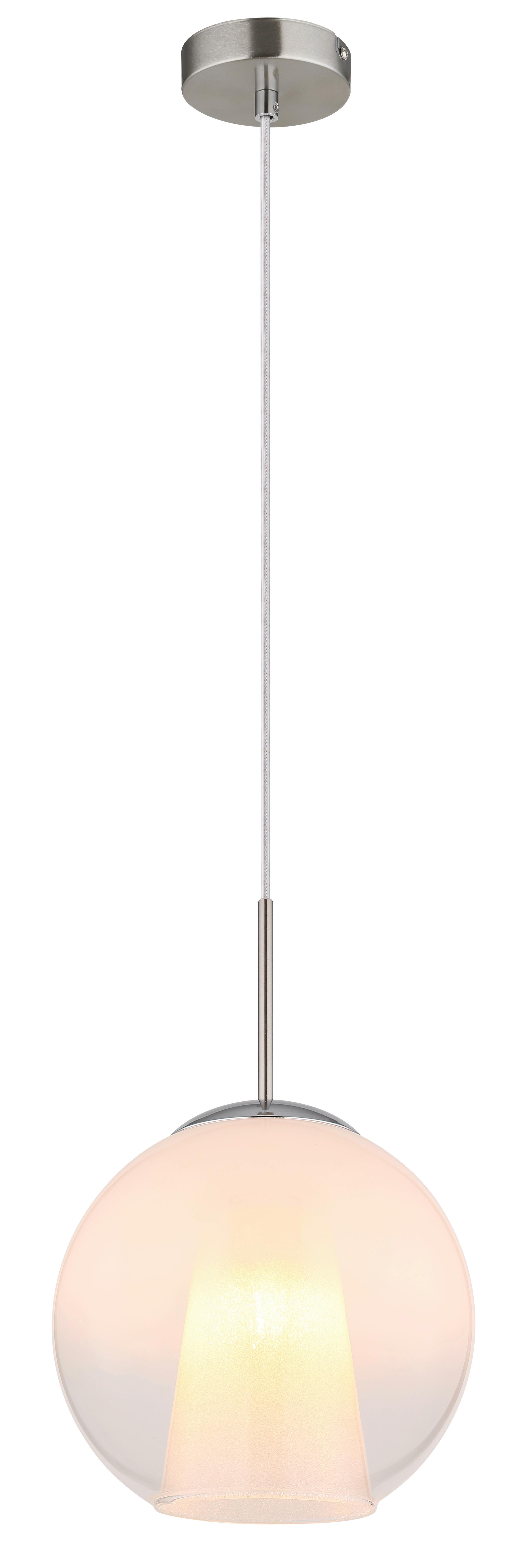 Viseća Svjetiljka Barry - bijela/boje nikla, Basics, staklo/metal (25/120cm) - Globo