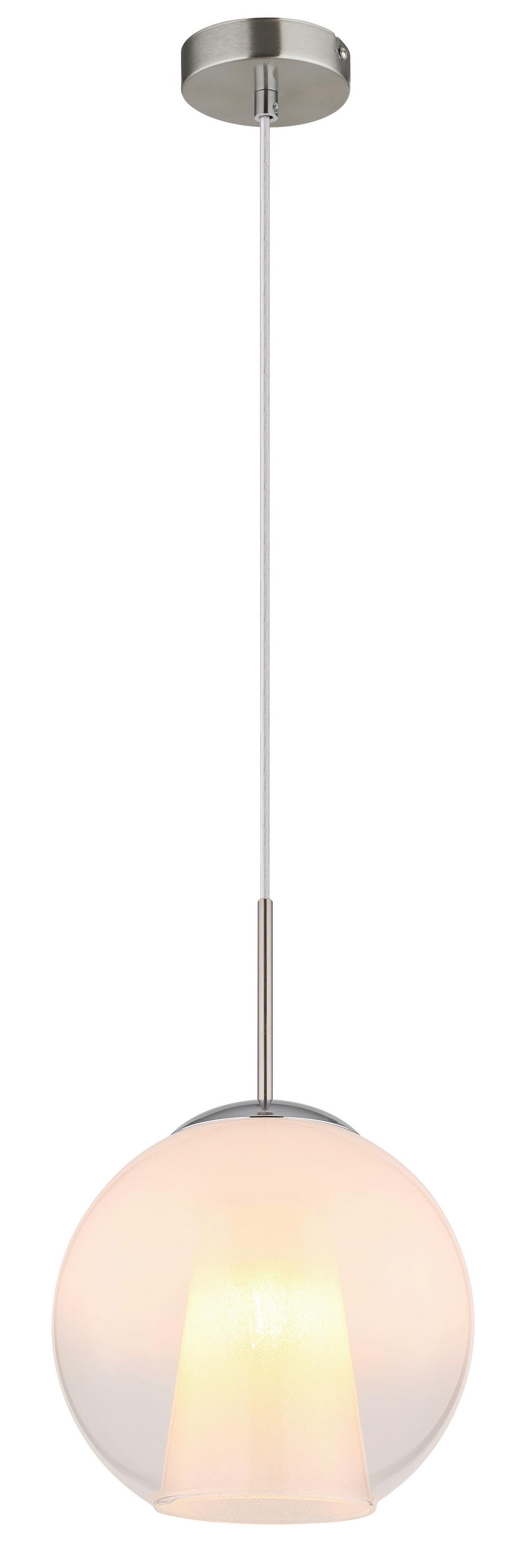 Viseća Svjetiljka Barry - bijela/boje nikla, Basics, staklo/metal (25/120cm) - Globo