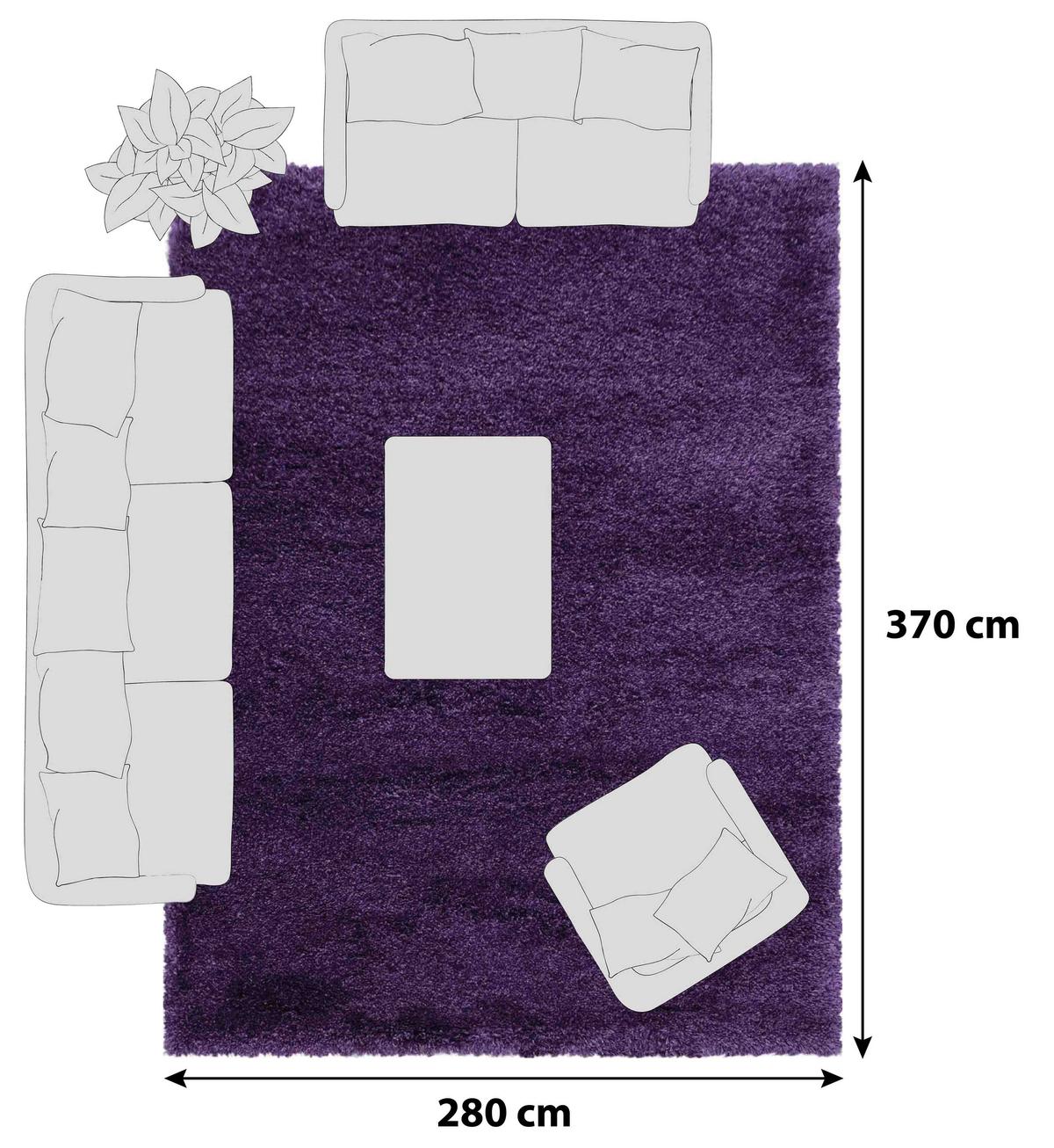 Hochflorteppich Fluffy Lila ca. 280x370cm - Lila, Basics, Textil (280/370cm)