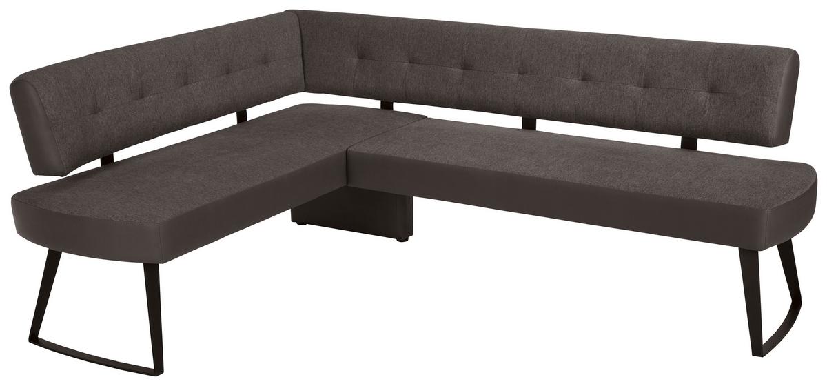 Eckbank in Dunkelgrau ca. 170x220cm - Dunkelgrau/Schwarz, Modern, Textil/Metall (170/220cm) - Premium Living