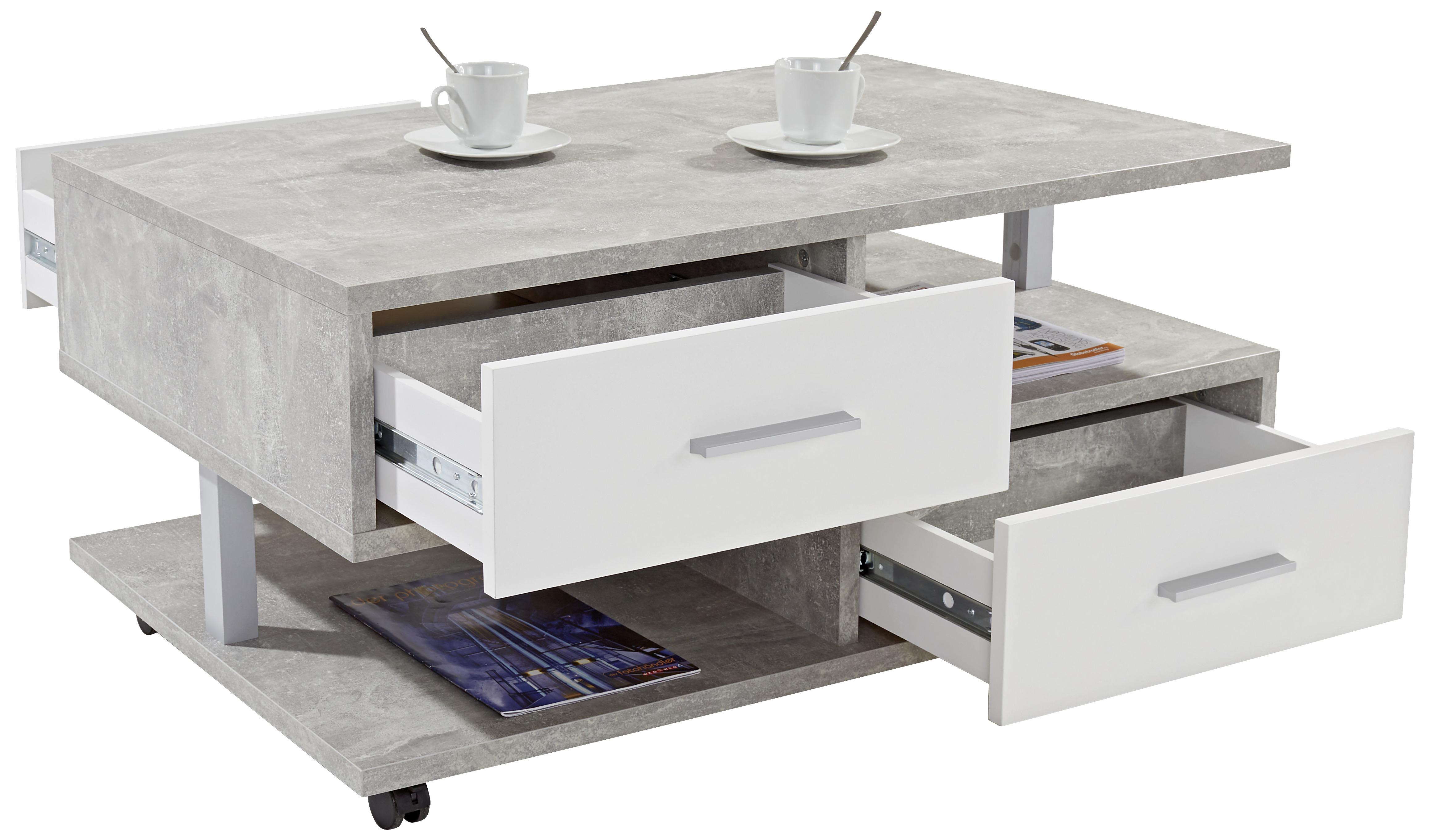 Măsuță de cafea QUATTRO - alb/gri, Konventionell, material pe bază de lemn (105/45/60cm) - Modern Living
