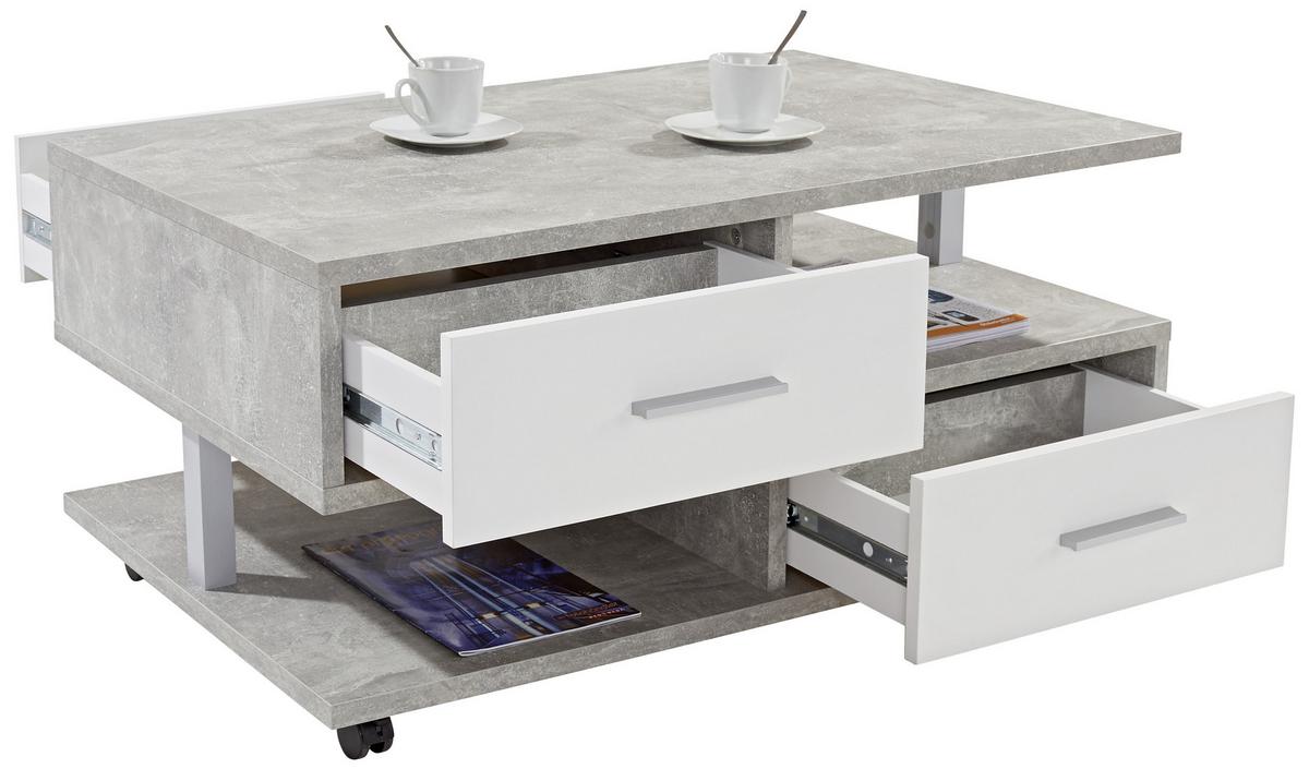 Măsuță de cafea QUATTRO - alb/gri, Konventionell, material pe bază de lemn (105/45/60cm) - Modern Living