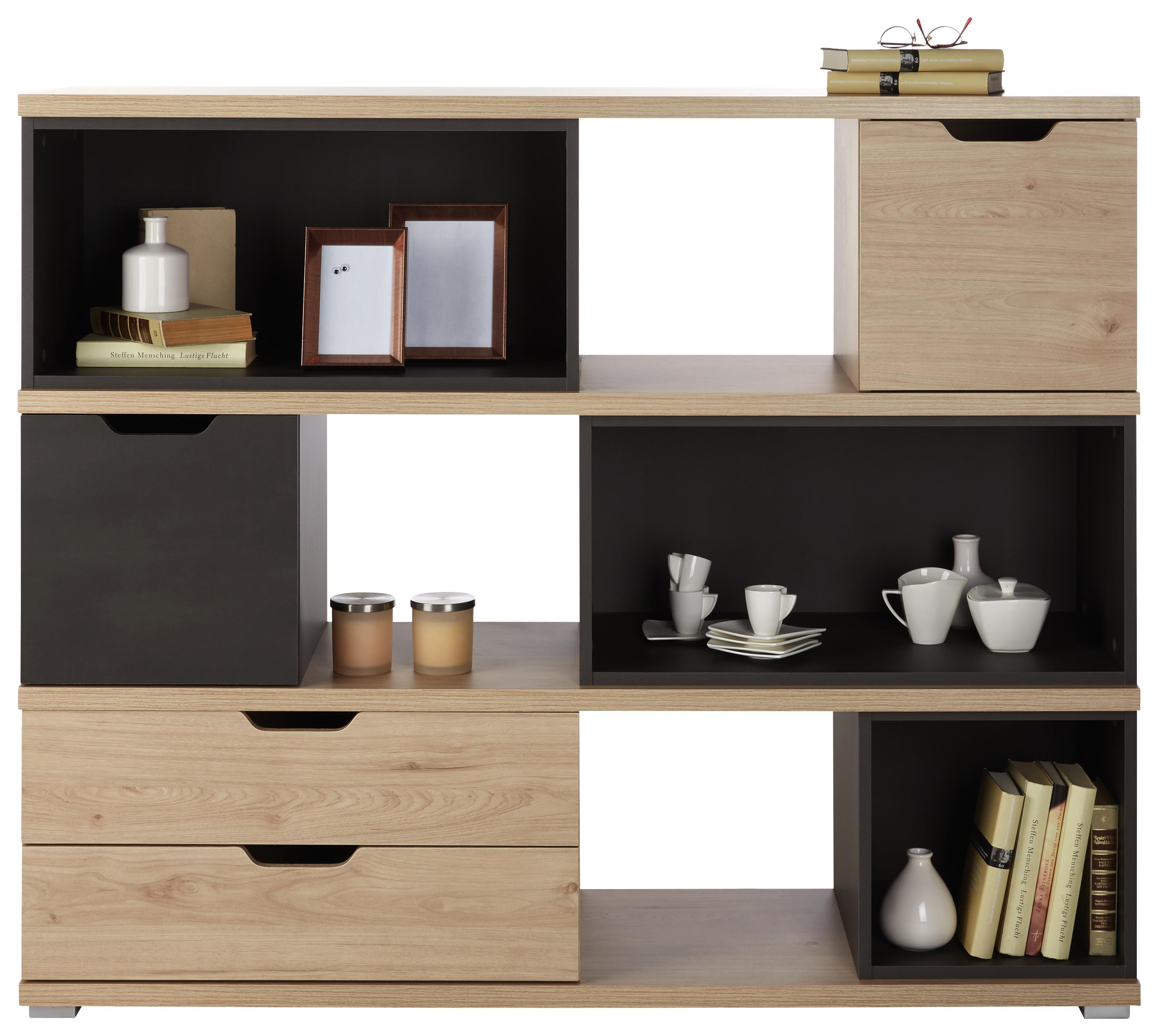 Highboard in Eichefarben - Eichefarben/Dunkelgrau, MODERN, Holzwerkstoff (141/116/40cm)