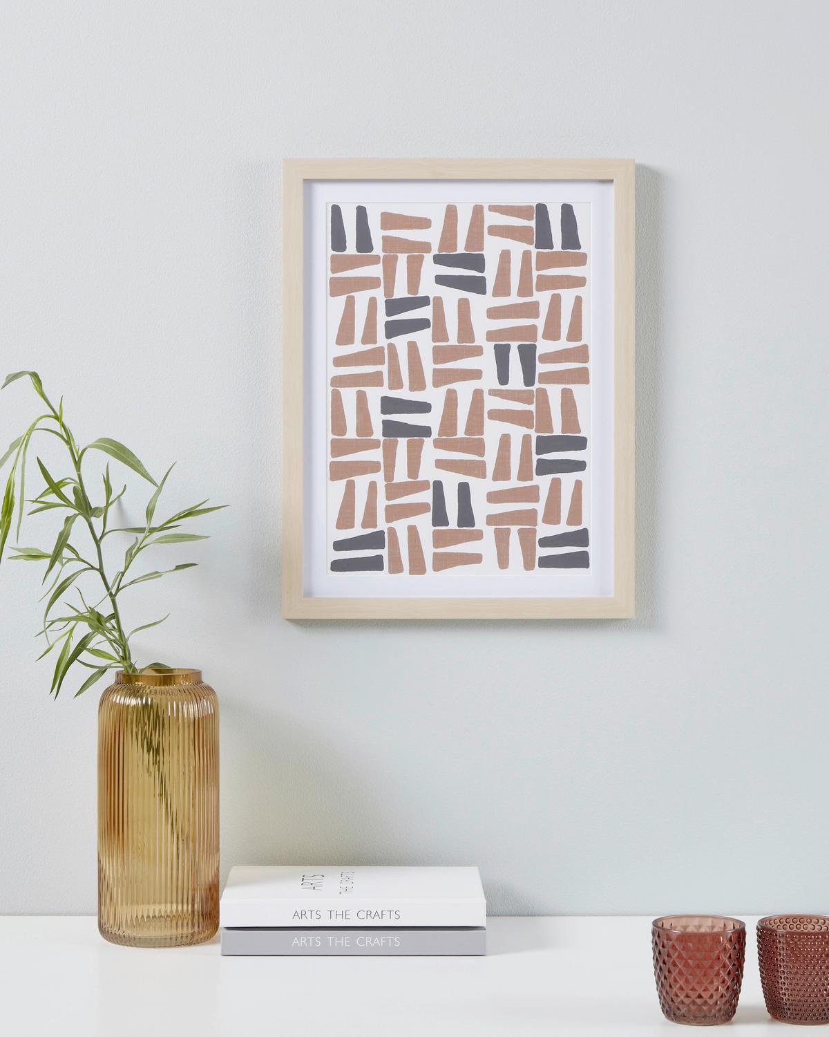 Druckgrafik Roberval Multicolor ca. 33x43cm - Eichefarben/Terracotta, Trend, Glas/Papier (33/1,6/43cm) - Eglo