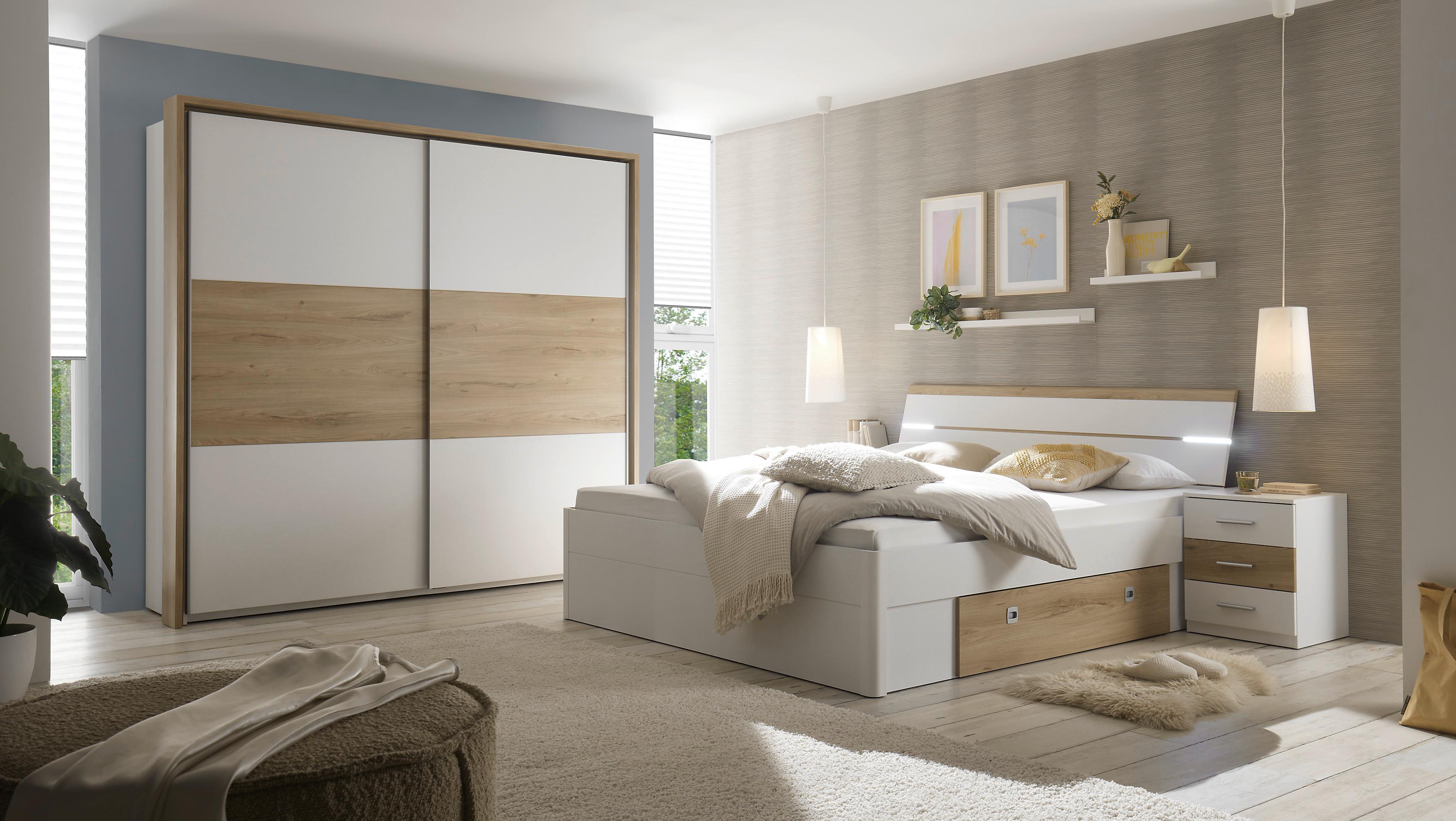 SYPIALNIA KIARA - kolor dębowy/biały, Modern, materiał drewnopochodny - Livetastic