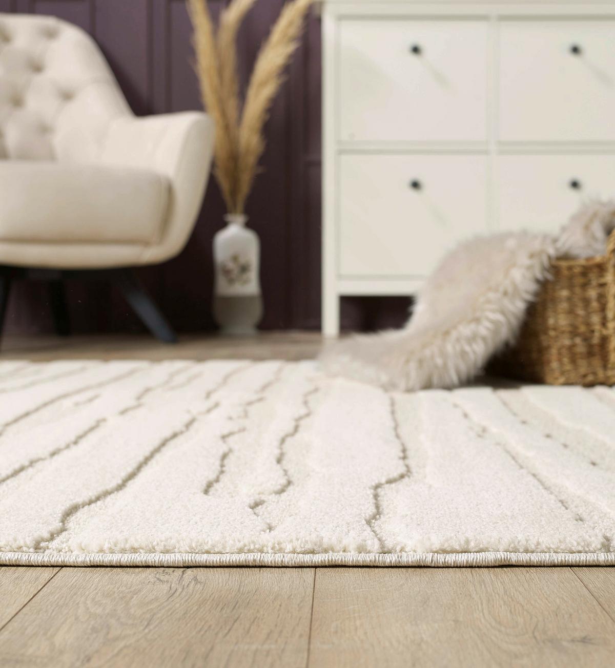 Webteppich Elio Creme/Beige ca. 120x170cm - Beige/Creme, KONVENTIONELL, Textil (120/170cm)