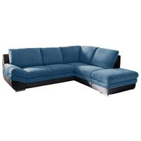 Wohnlandschaft in Blau/Schwarz ´NARDO´ - Blau/Chromfarben, MODERN, Textil/Metall (264/221cm) - MID.YOU