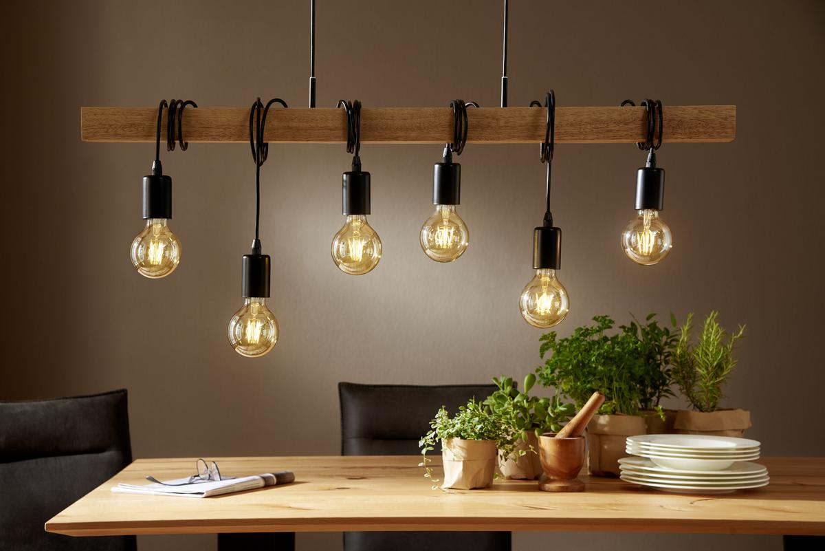 LAMPA WISZĄCA 78845 TOWNSHEND *SBM* - czarny/brązowy, Lifestyle, metal/drewno (100cm) - Marama