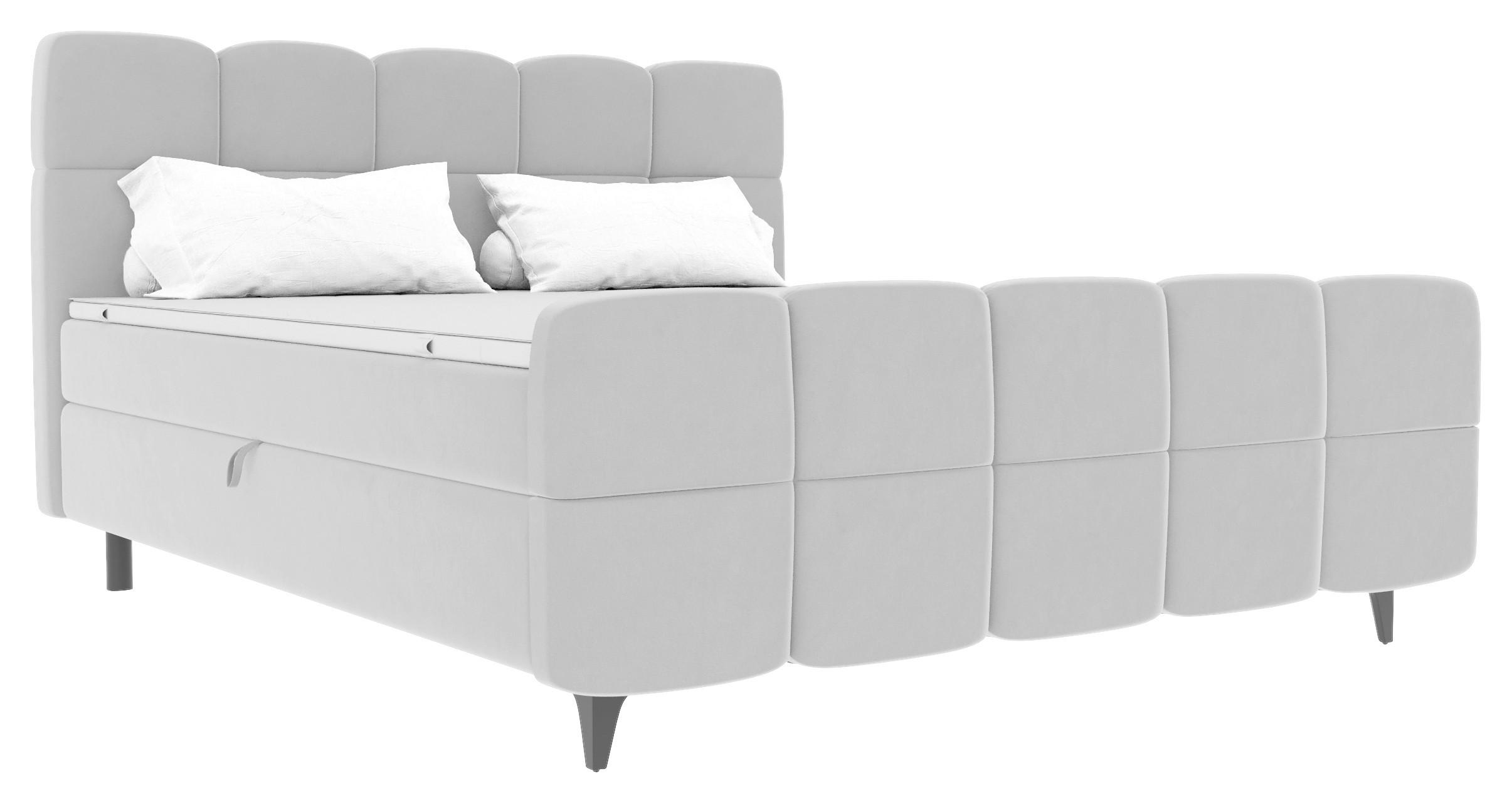 Boxbett Mona Hellgrau ca. 140x200cm - Hellgrau/Schwarz, KONVENTIONELL, Kunststoff/Textil (140/200cm) - Mömax