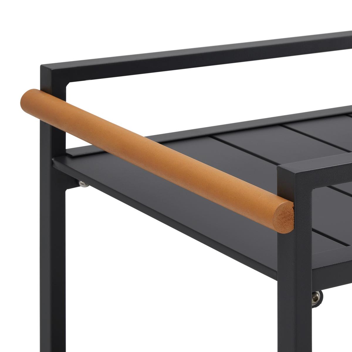Servierwagen Riccardo Dunkelgrau Metall/Polywood - Dunkelgrau/Naturfarben, MODERN, Kunststoff/Metall (72/76/52cm) - Bessagi Garden