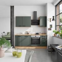 Küchenblock Easytouch High m. Geräten Dunkelgrün - Dunkelgrün/Eichefarben, MODERN, Holzwerkstoff/Metall (210cm) - Nobilia