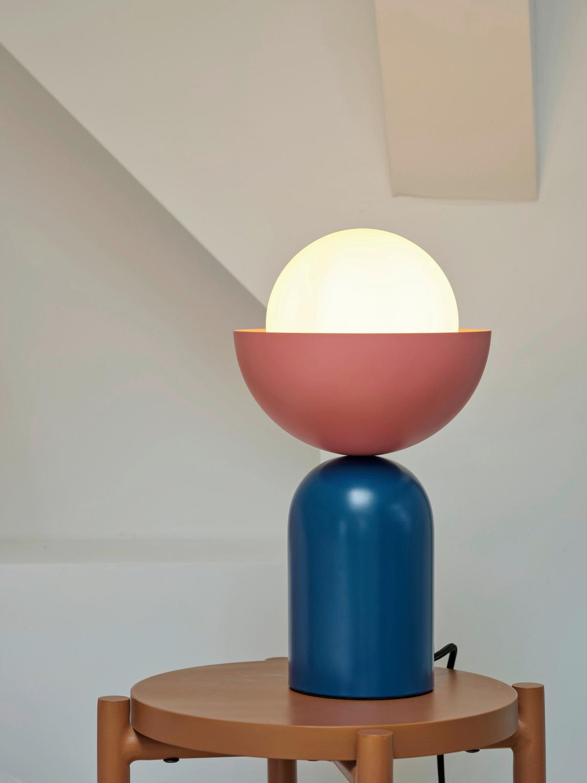 LAMPA STOŁOWA DECOR BOWL TABLE E14 BL - różowy/niebieski, Basics, metal/szkło (20/36,5cm) - Osram