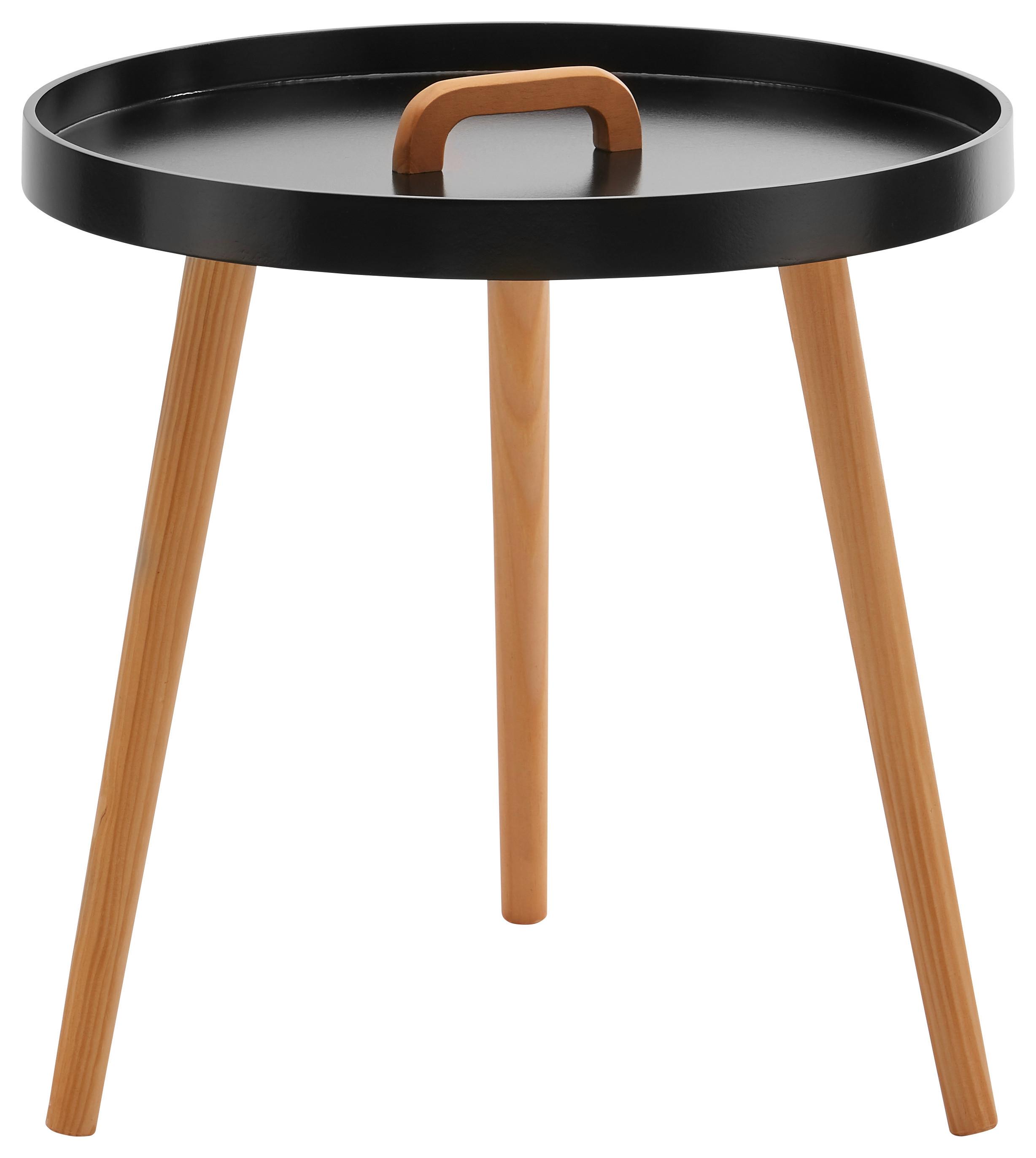 Couchtisch "Lia", Ø ca.49,5cm, schwarz - Schwarz/Pinienfarben, MODERN, Holz (49,5/49,5cm) - Bessagi Home