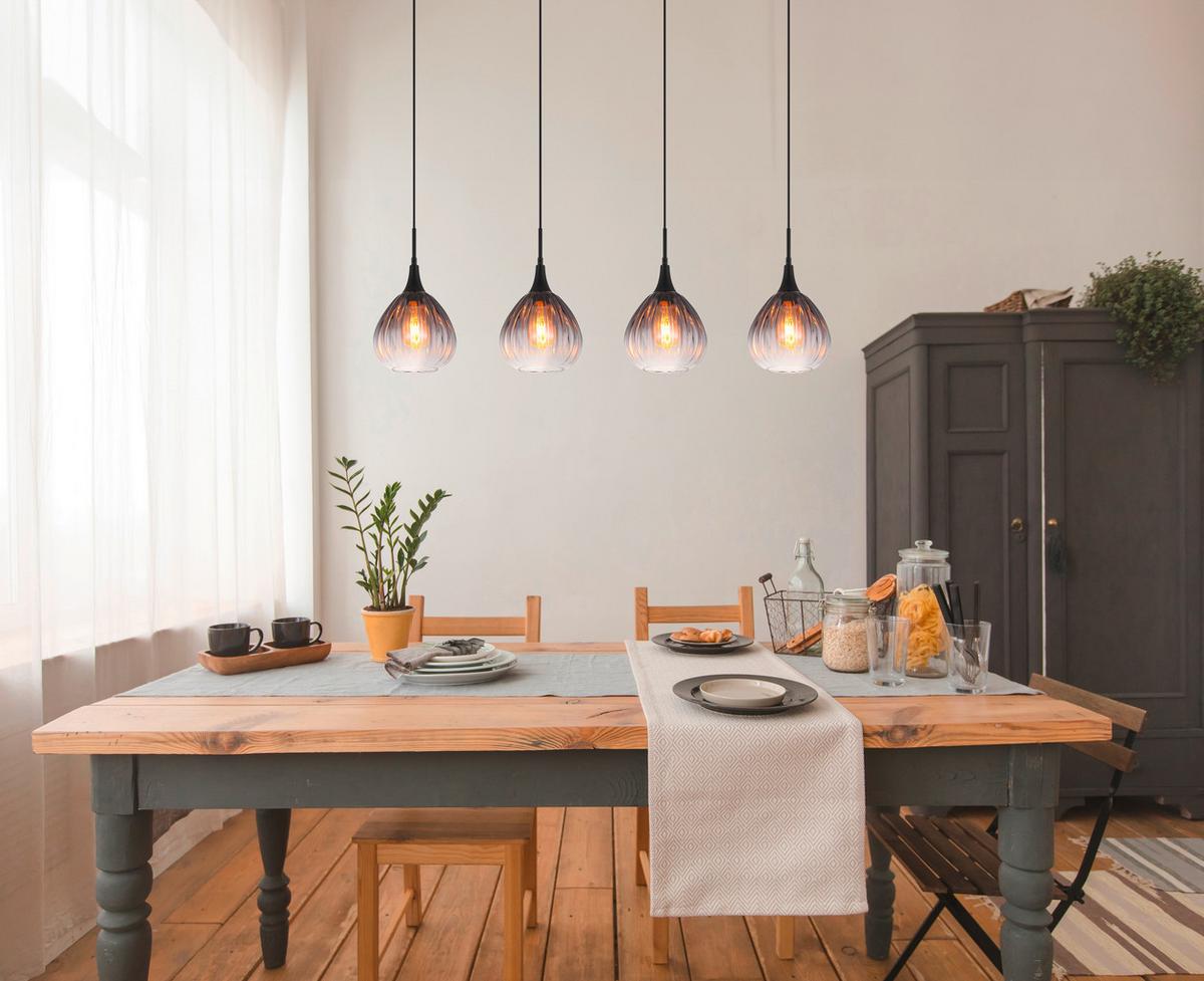 Hängeleuchte Olsen Klar max. 40 Watt - Klar, Design, Glas/Metall (110/20/120cm) - Globo