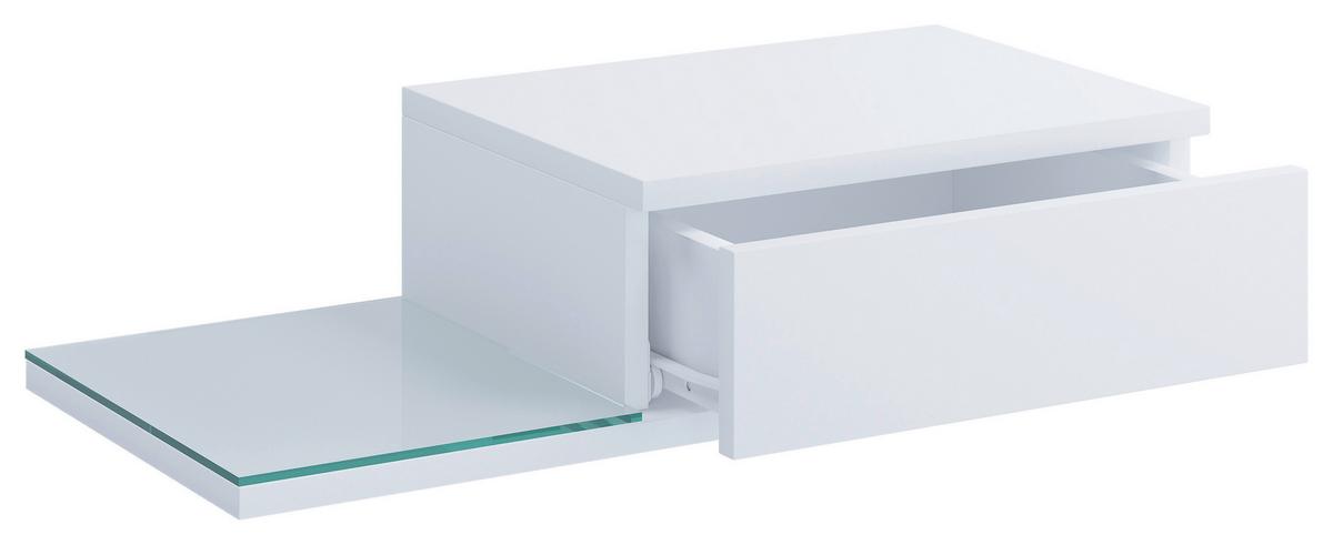 NACHTTISCH KONSILA L - Weiss, Modern, Glas/Holzwerkstoff (65/15/30cm) - MID.YOU