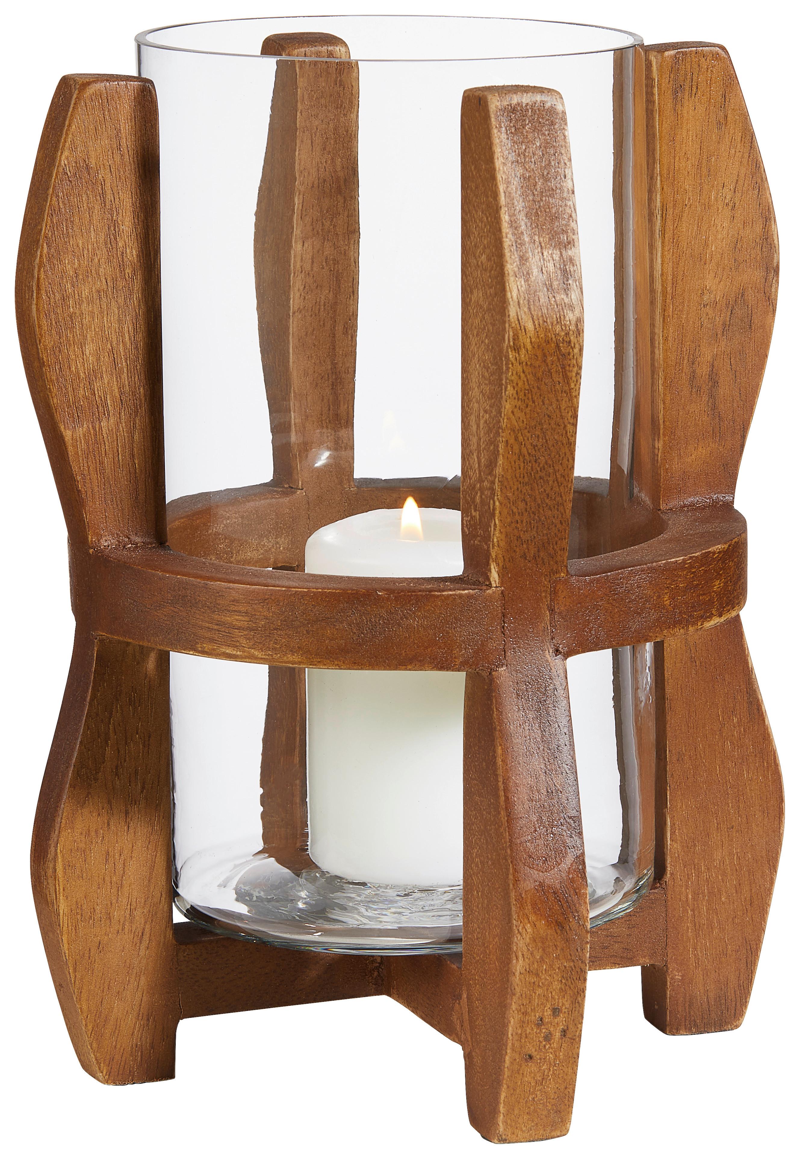 LATARENKA 1028PGN - brązowy, Natur, drewno/szkło (14/20cm) - Ambia Home